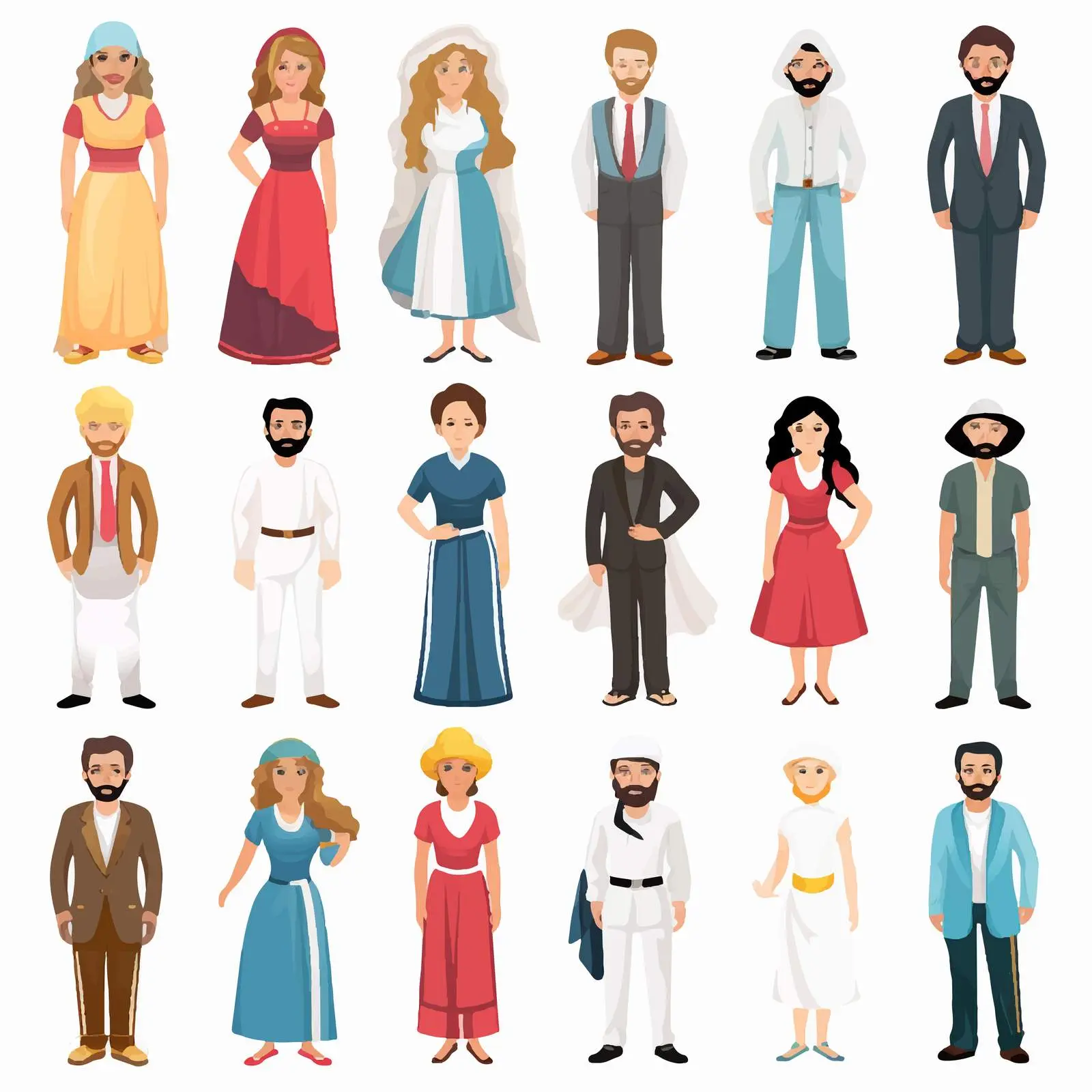 Diverse Cartoon Characters of the World – free human figures image from Dotvec