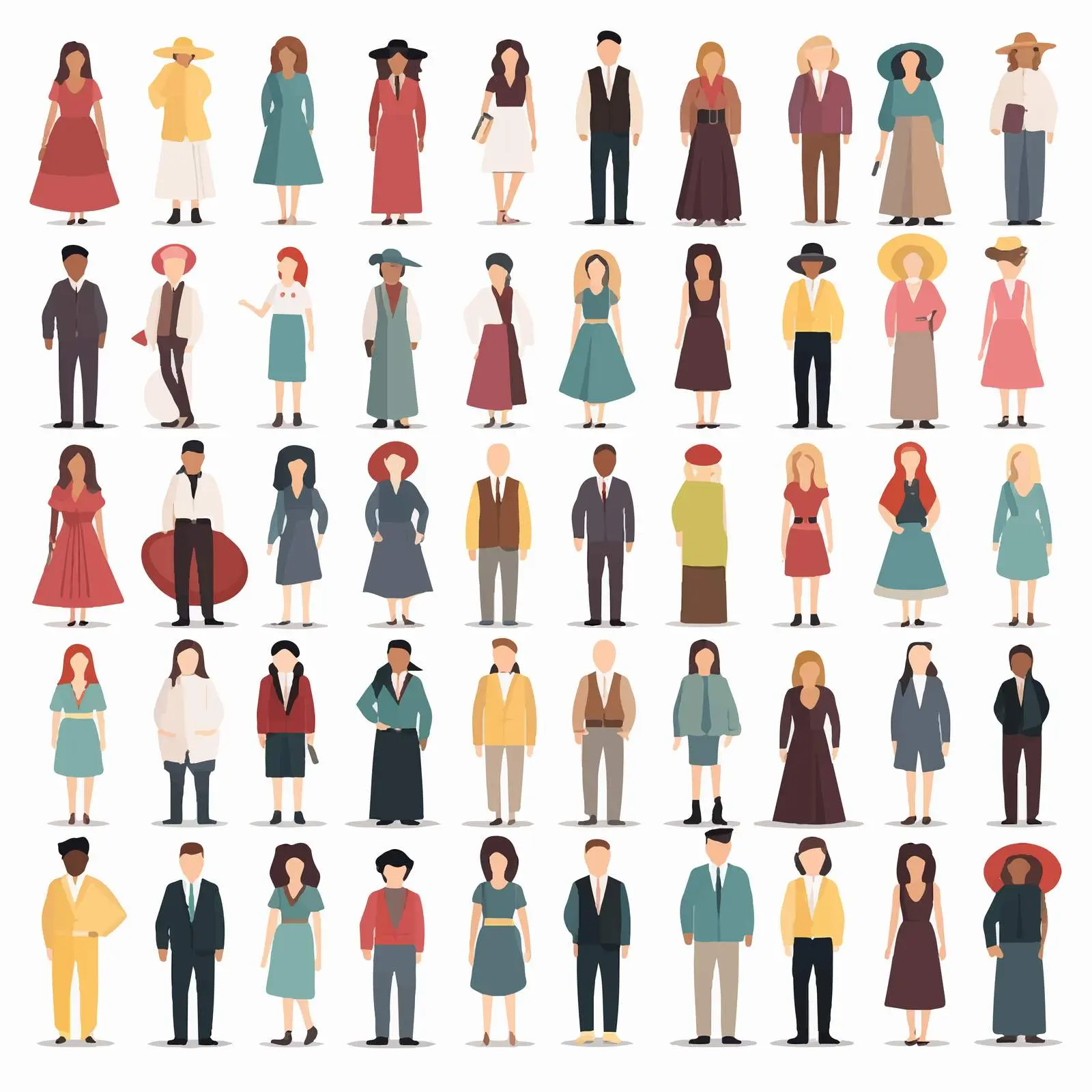 Diverse Cartoon Illustrations of Global Men and Women – free human figures image from Dotvec