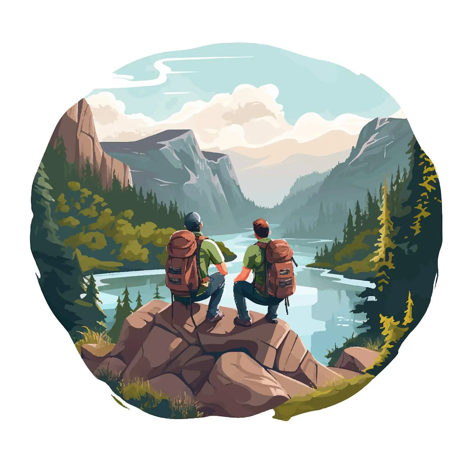 Friends Relaxing on Cliff After Hiking – free rails image from Dotvec