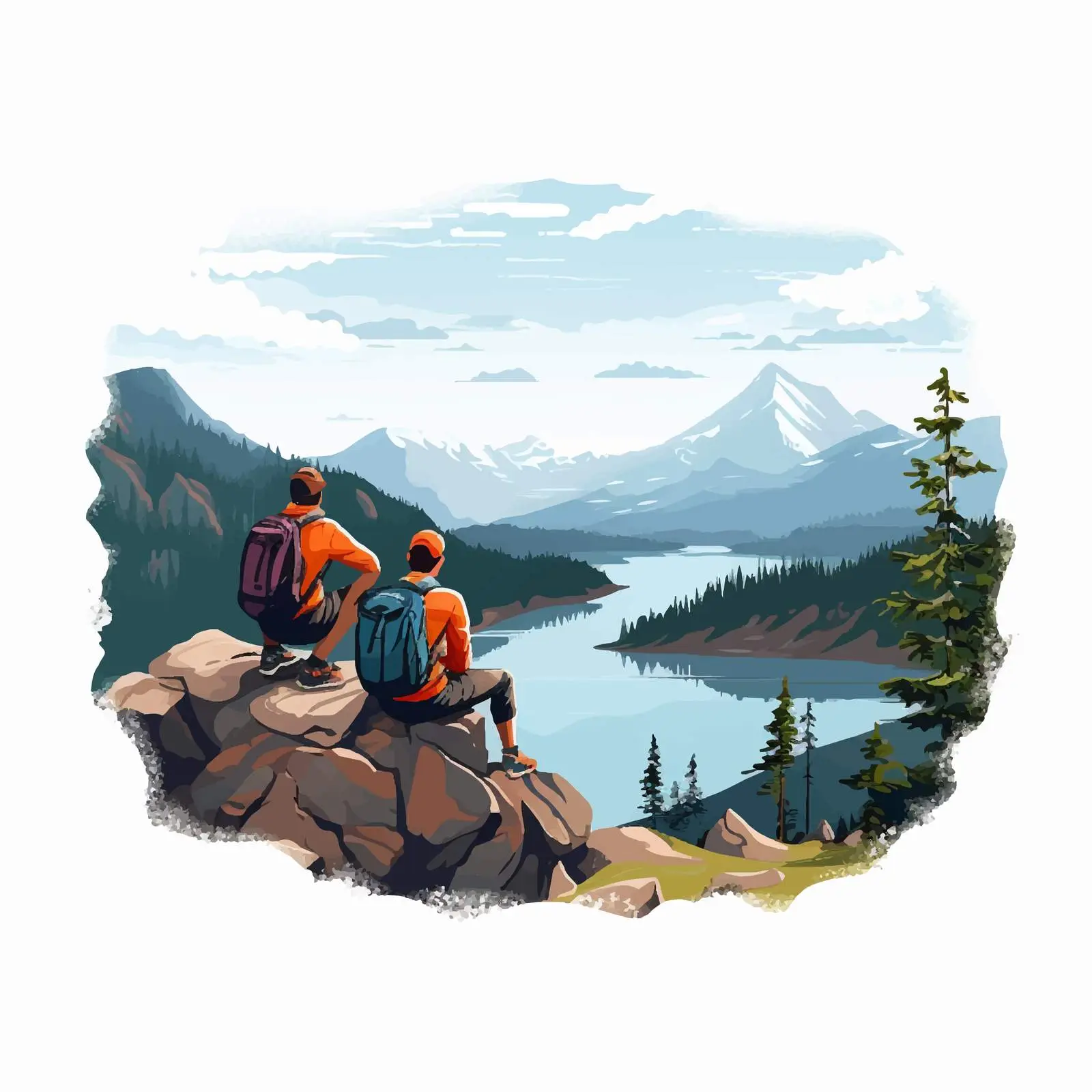 Friends Relaxing on Cliff After Hiking — free download from Dotvec