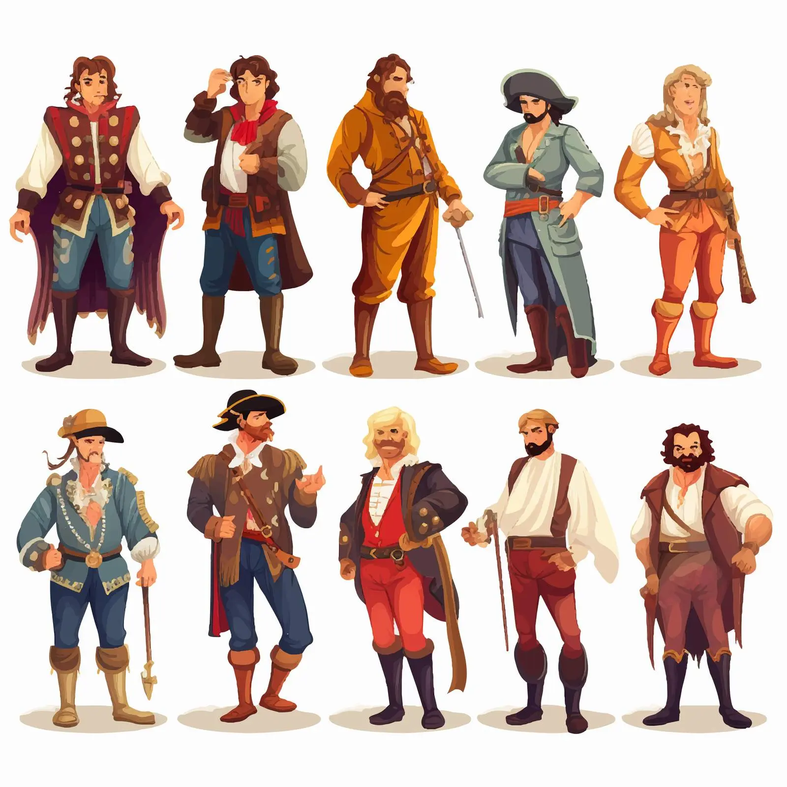 Men in Various Costumes Vector Illustration — free download from Dotvec