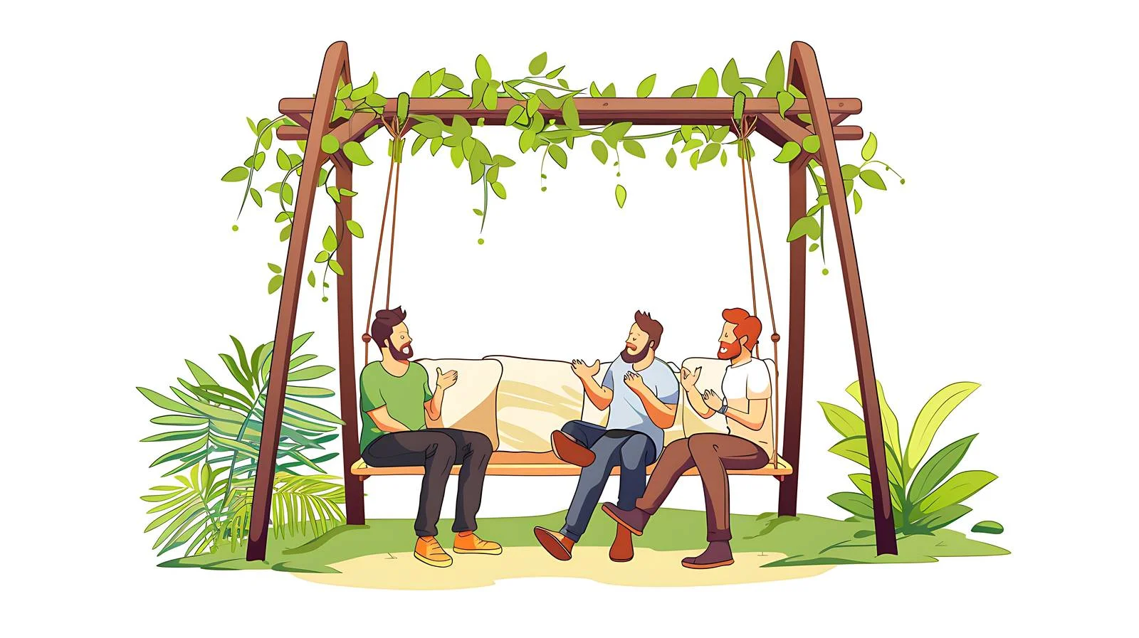 Family Relaxing on Swing Bed Outdoors — free download from Dotvec