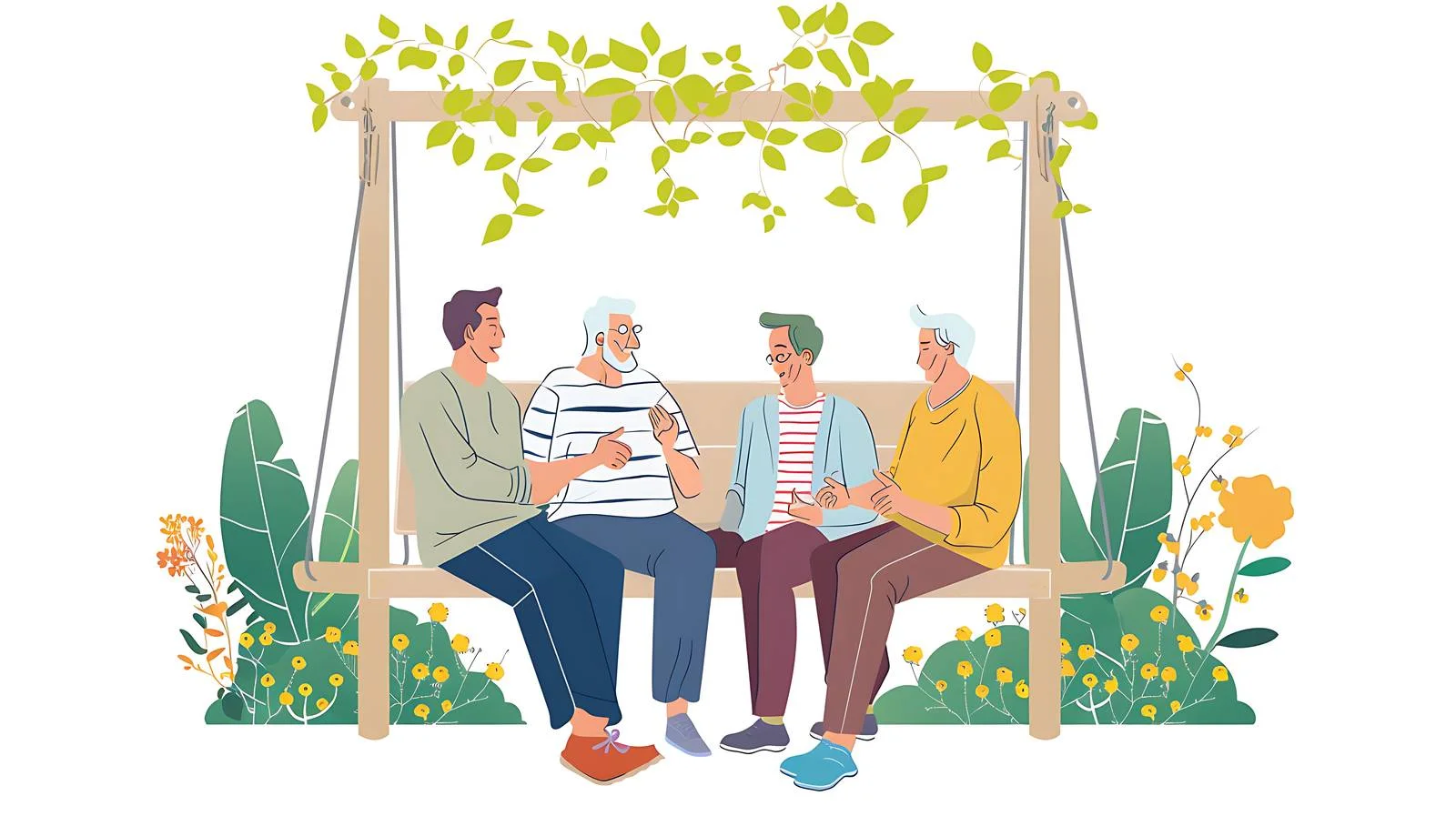 Family Sitting on Swing Bed Outdoors — free download from Dotvec