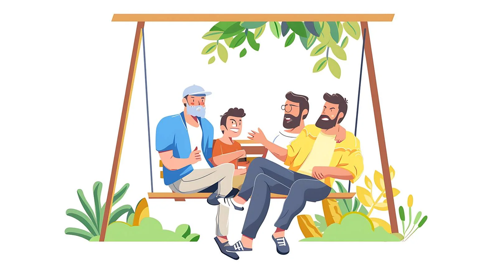 Family Relaxing on Garden Swing Bed — free download from Dotvec