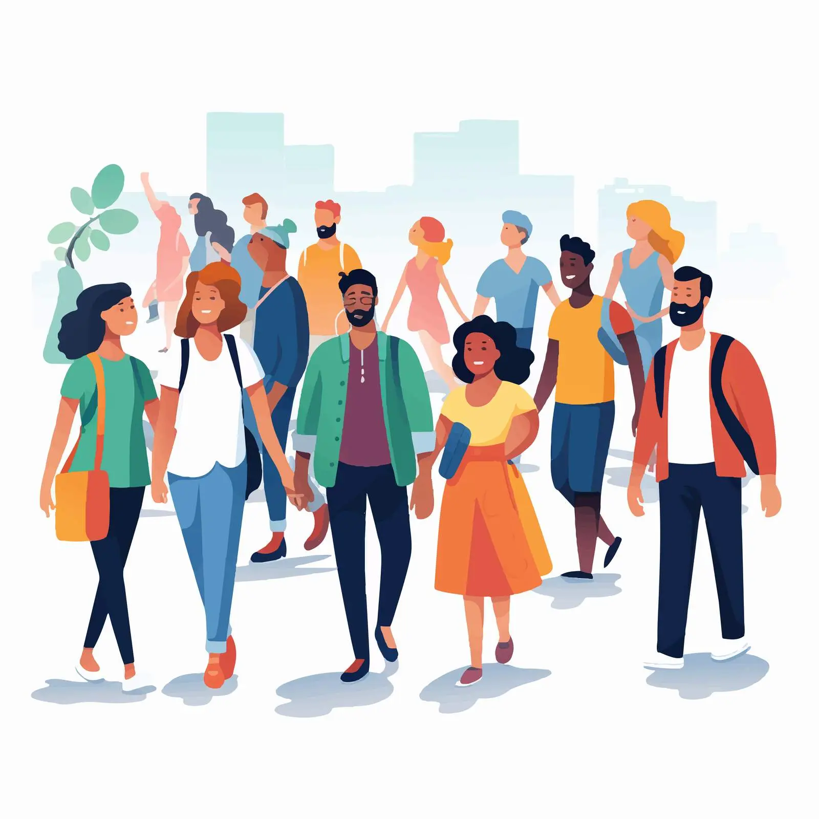 Happy People Walking Together Outdoors — free download from Dotvec