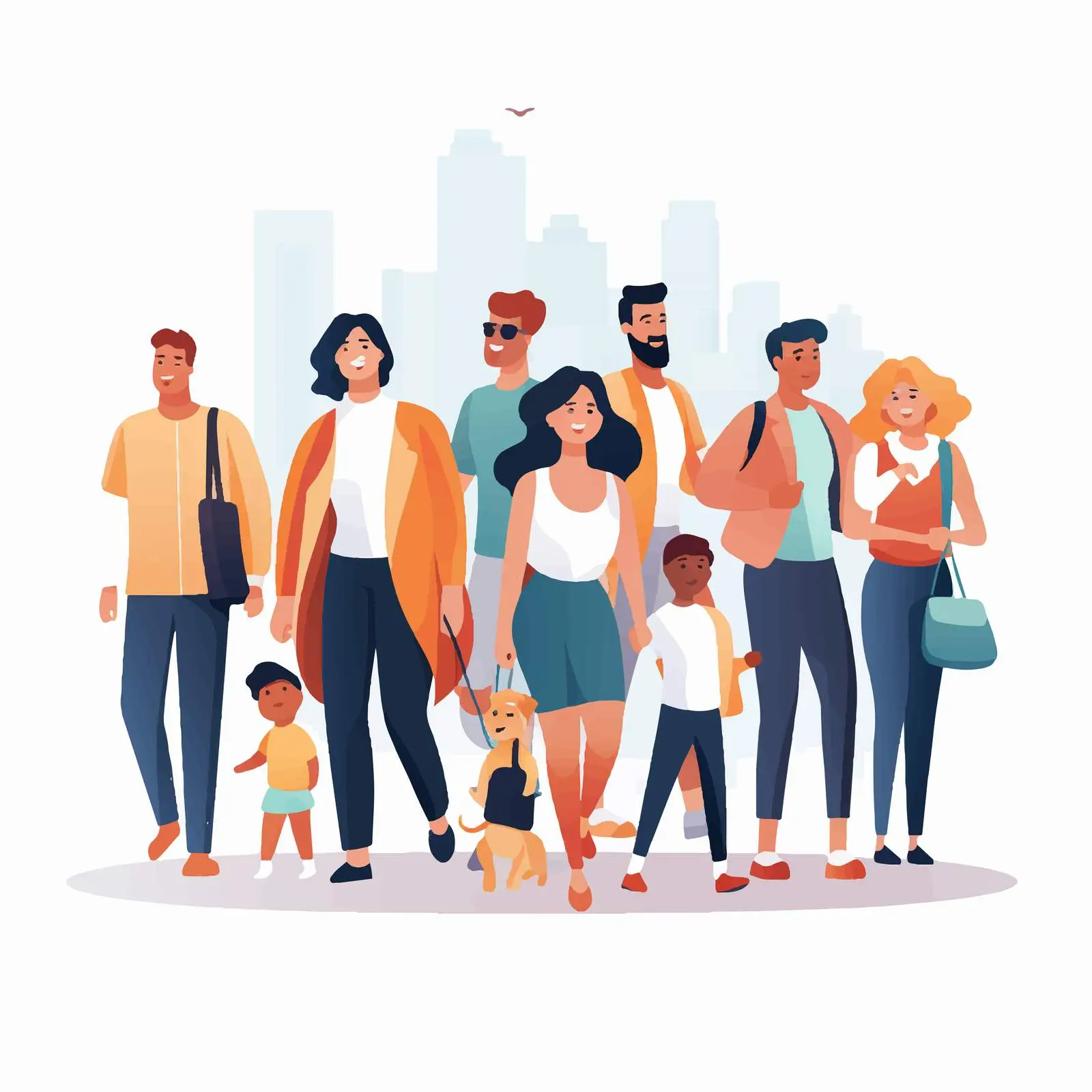 Happy People Walking Together Outdoors — free download from Dotvec