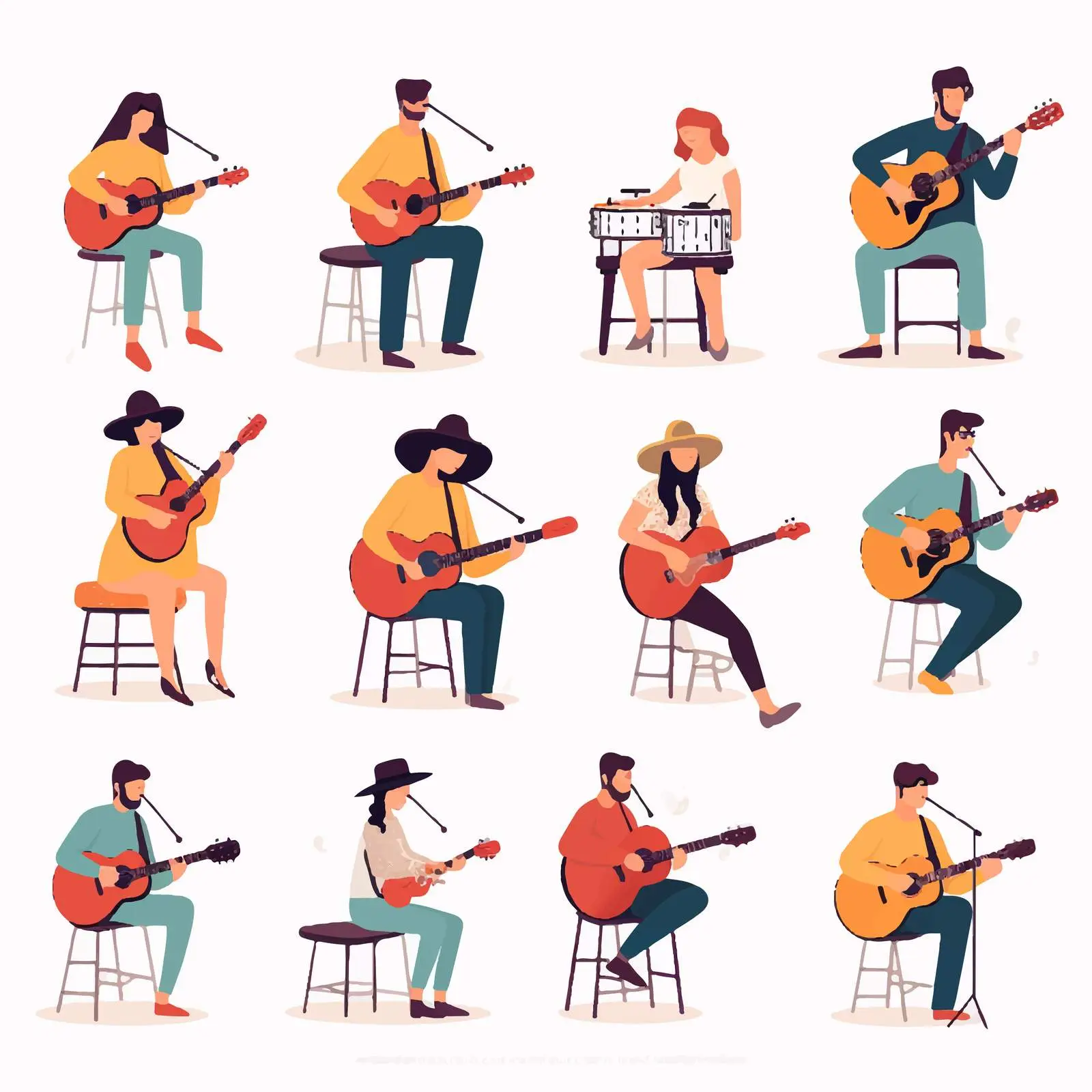 Male and Female Guitarists Playing Together — free download from Dotvec