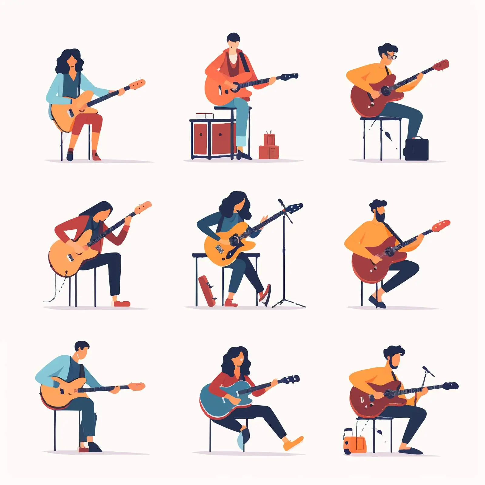 Diverse Guitarists Playing String Instruments – free jazz music image from Dotvec