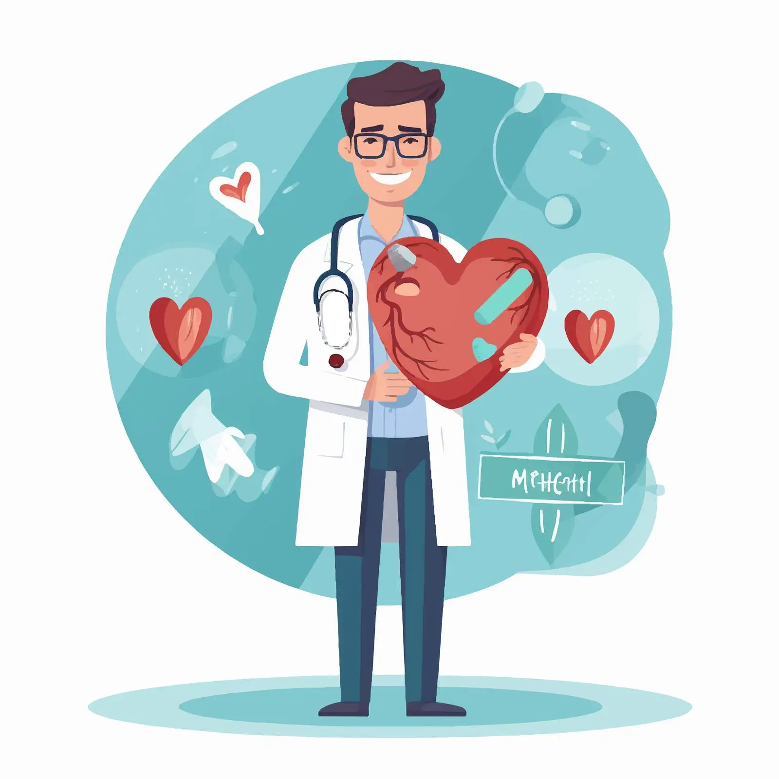 Mental Health Day with Doctor and Heart Illustration — free download from Dotvec