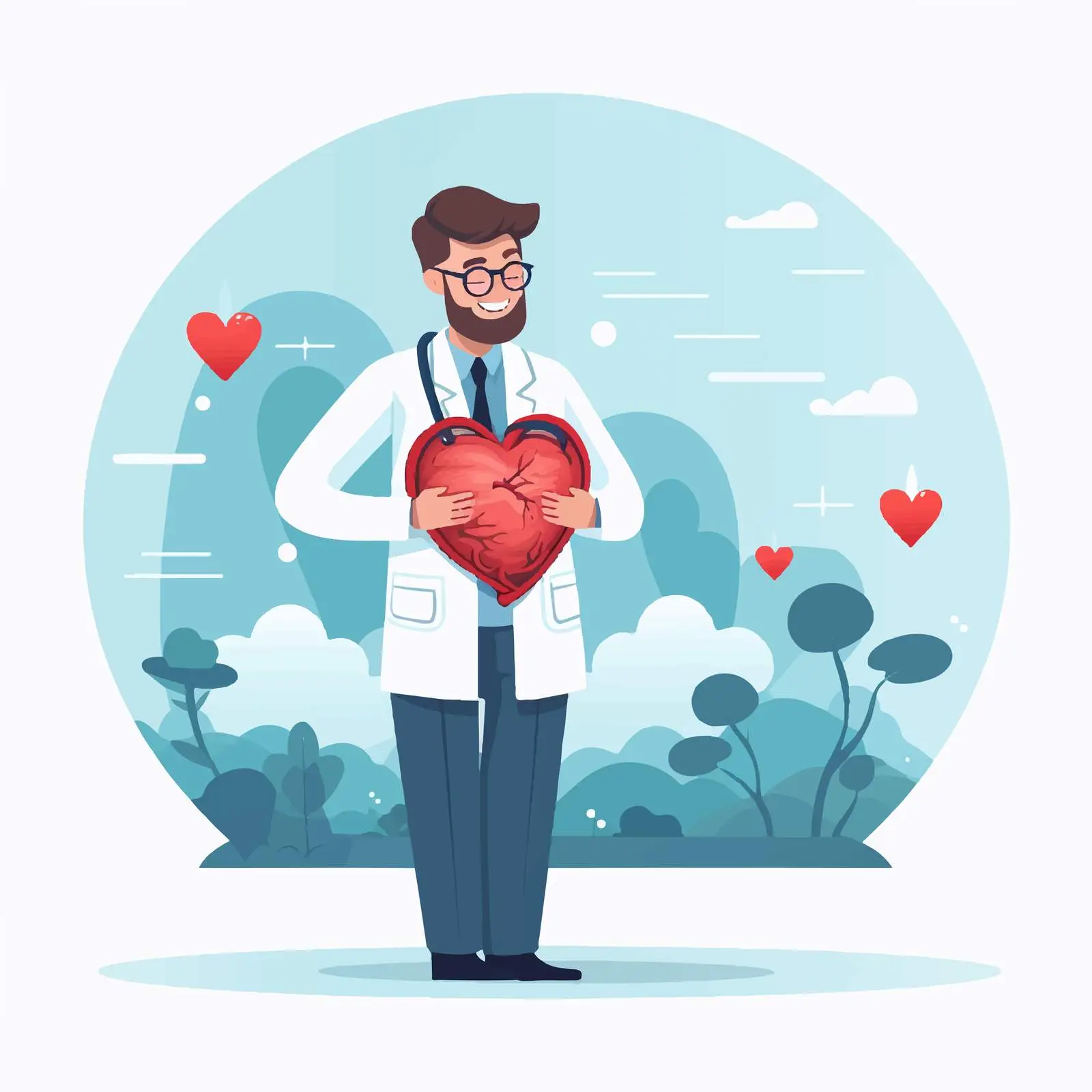 Doctor Holding Heart Illustration for Mental Health Day — free download from Dotvec