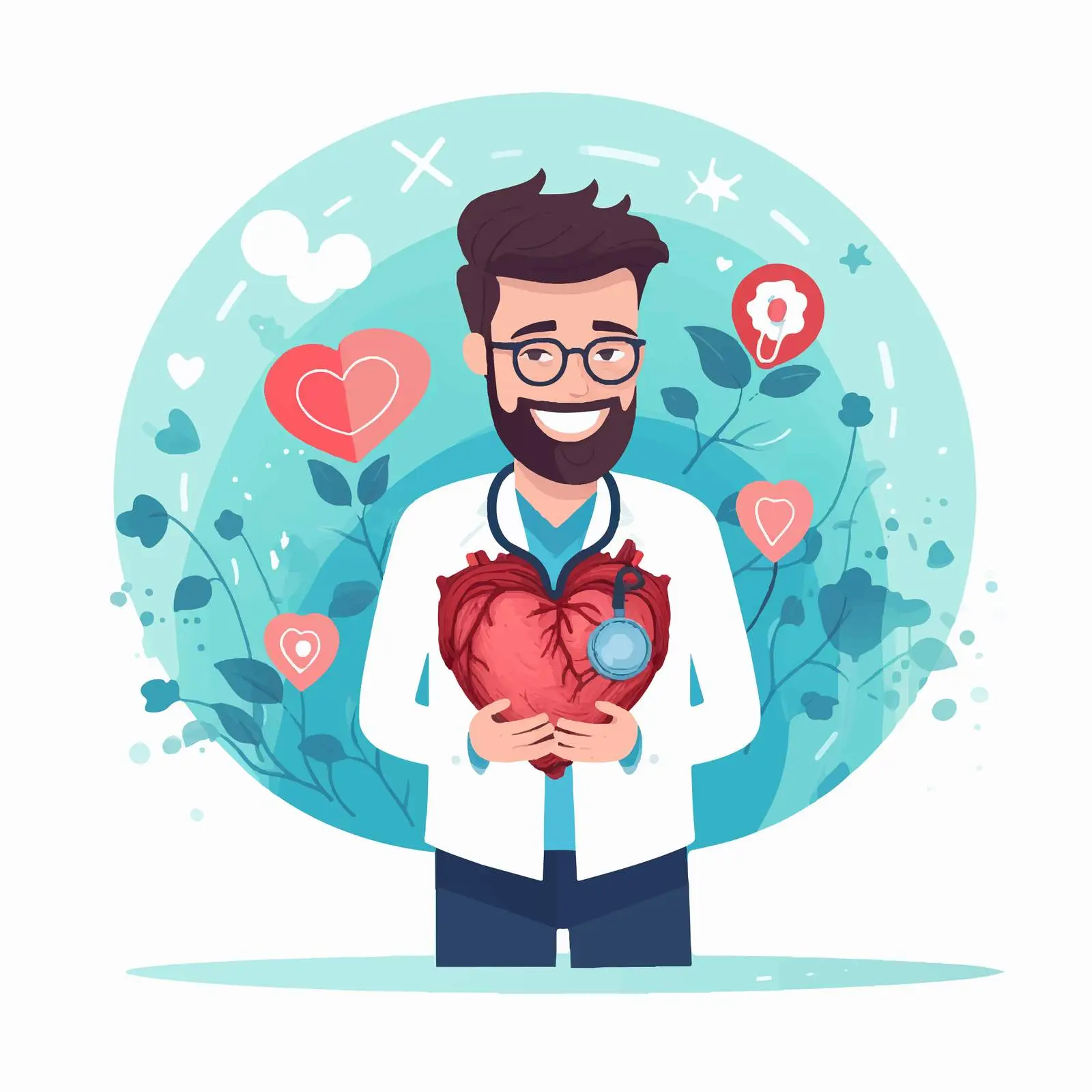 Doctor Holding Heart on Mental Health Day Illustration — free download from Dotvec