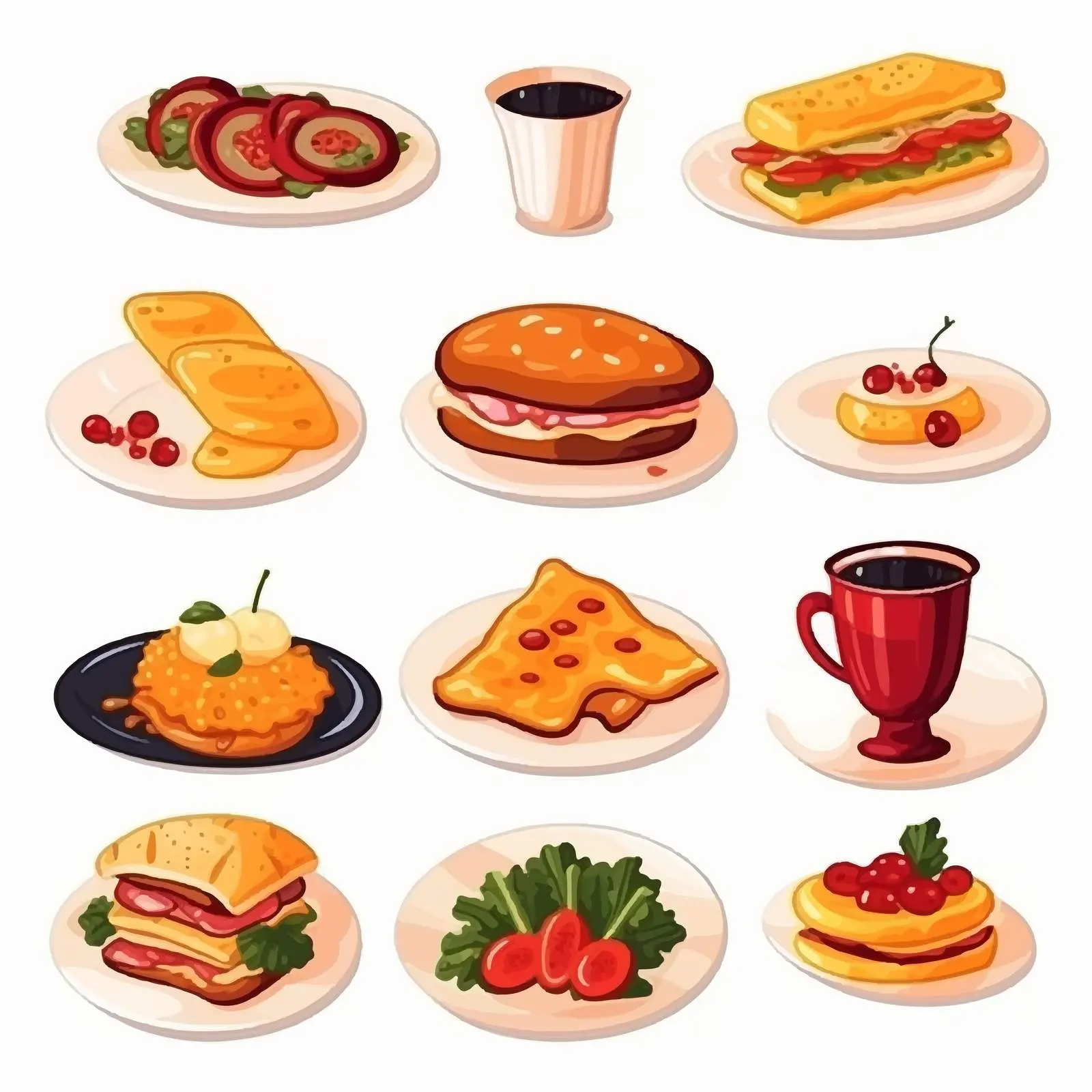 Cartoon Food Icons for Restaurant Menu Design — free download from Dotvec