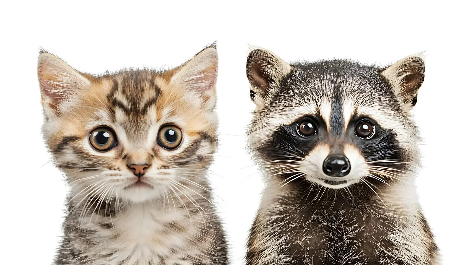 Meowing Scottish Fold Cat and Raccoon on White Background – free sound image from Dotvec