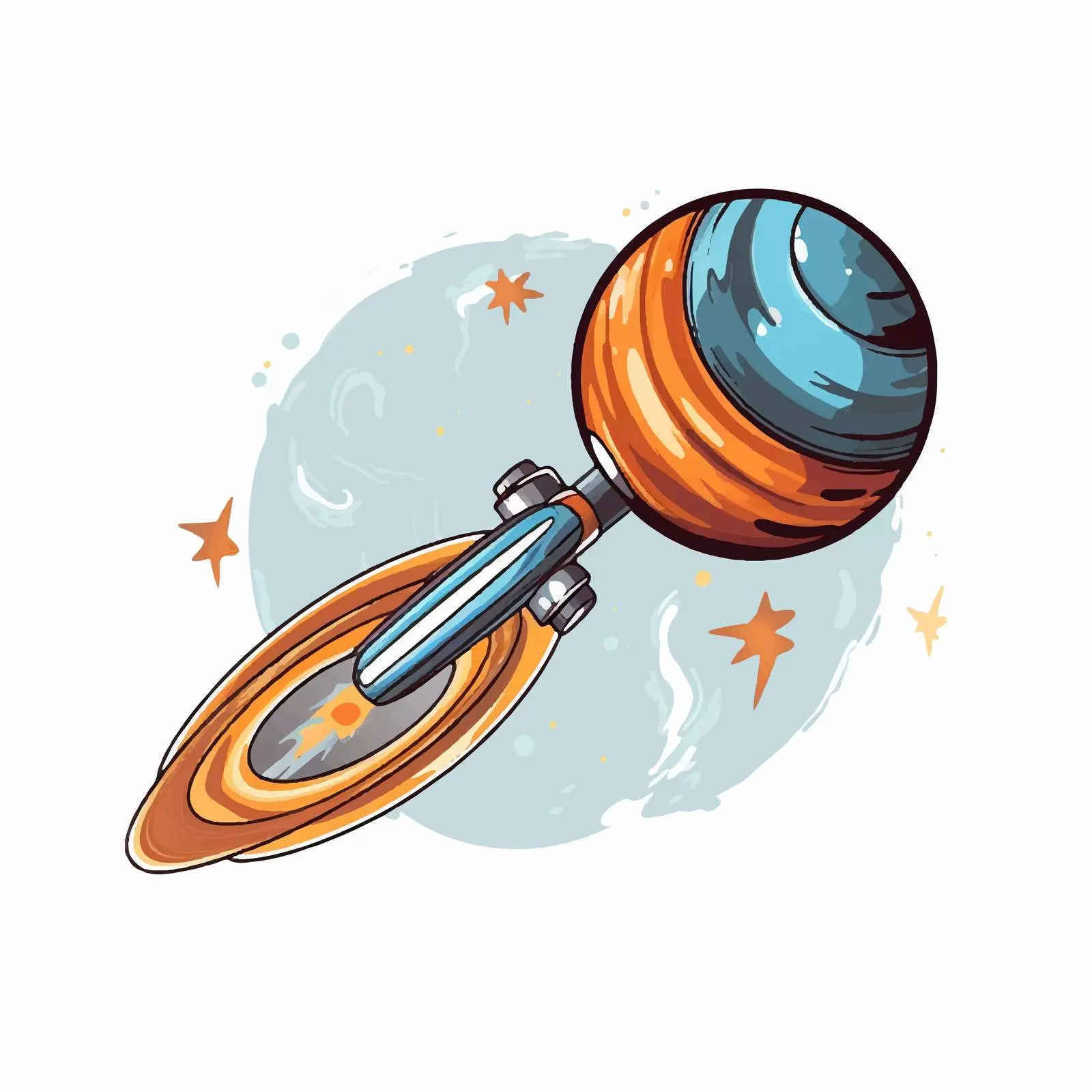 Mercury Planet Cartoon with Rocket Vector Illustration — free download from Dotvec