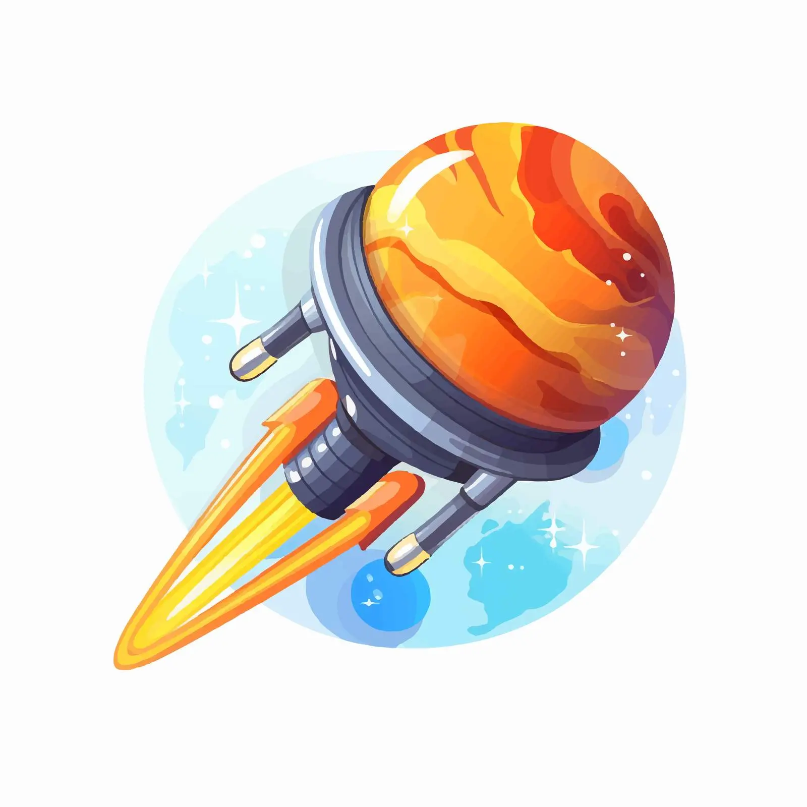 Cartoon Illustration of Mercury Planet with Rocket — free download from Dotvec