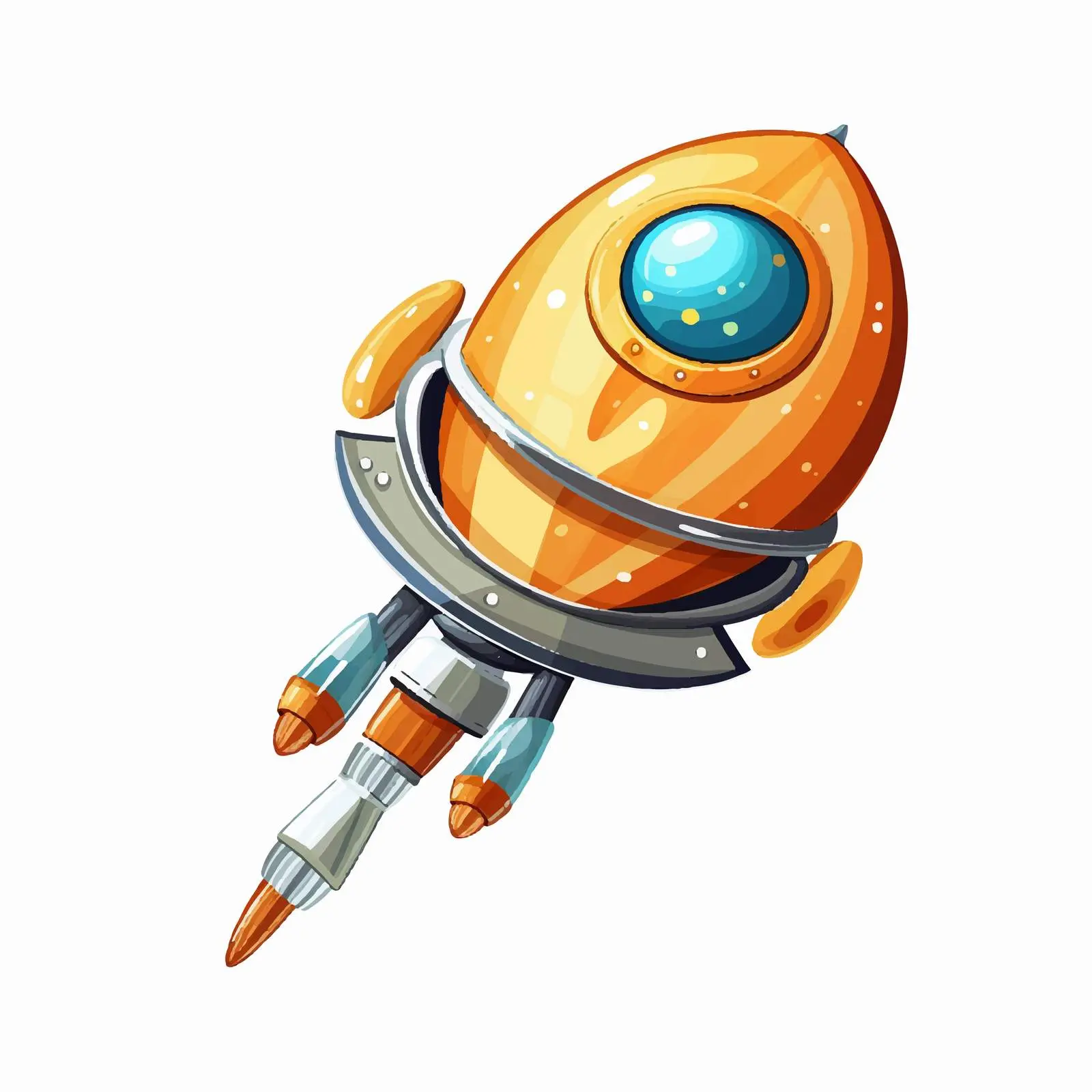 Cartoon Vector of Mercury with Rocket Illustration — free download from Dotvec