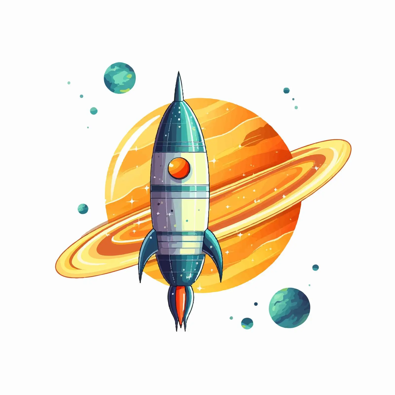 Cartoon Vector Illustration of Mercury with Rocket — free download from Dotvec
