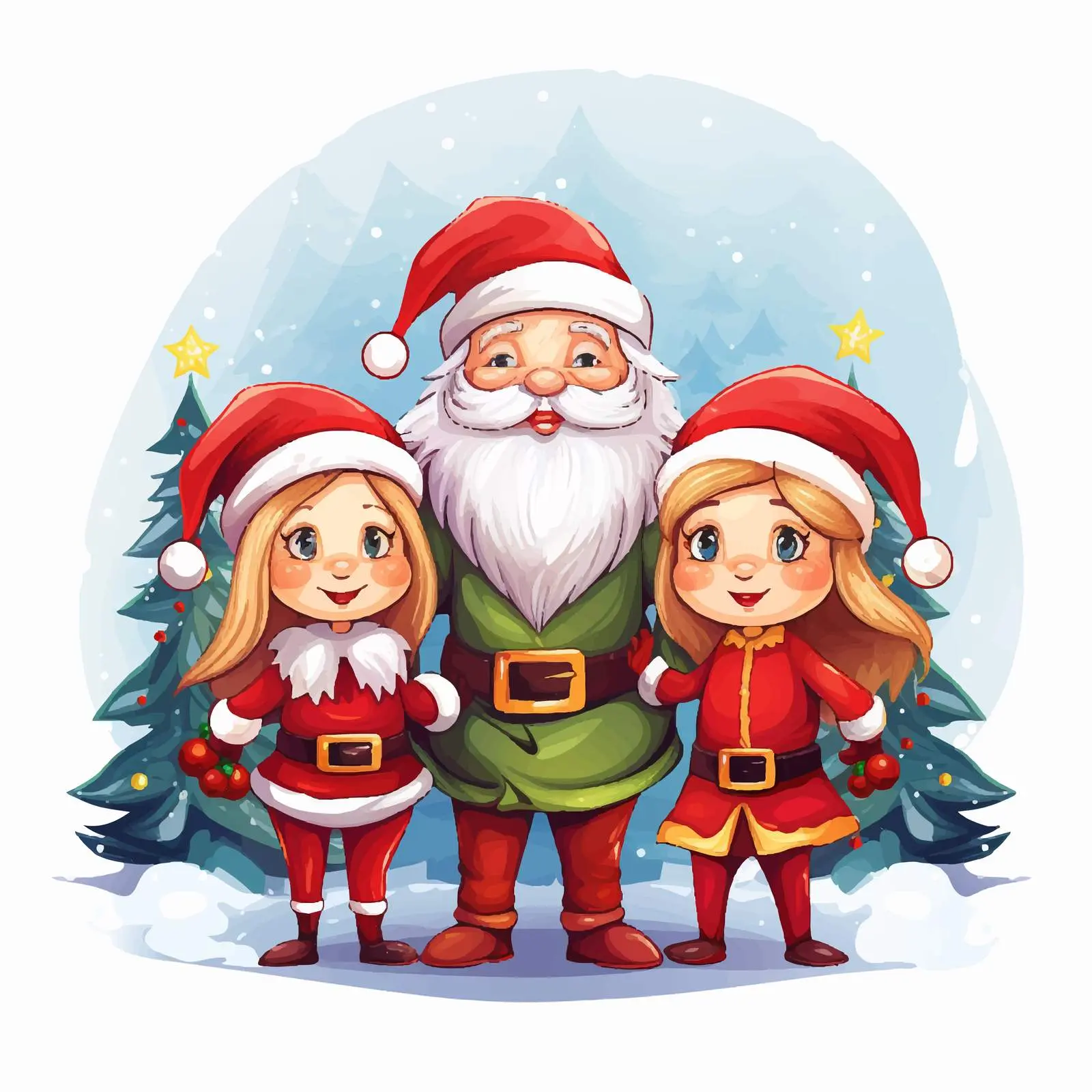 Merry Christmas Banner with Santa Claus and Elves — free download from Dotvec