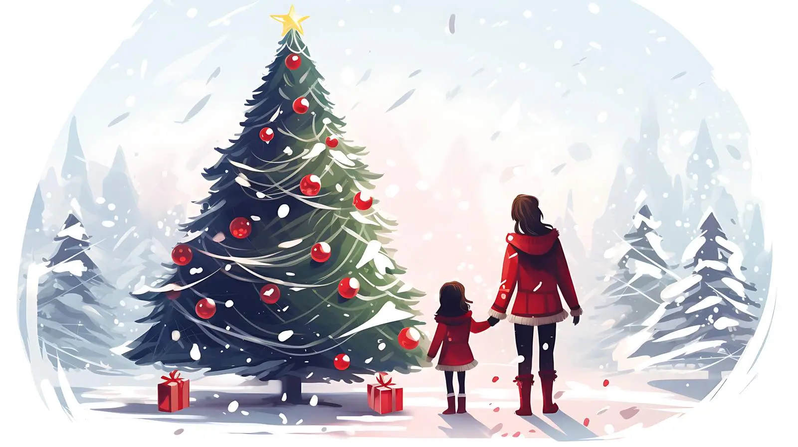 Festive Cartoon Christmas Scene — free download from Dotvec