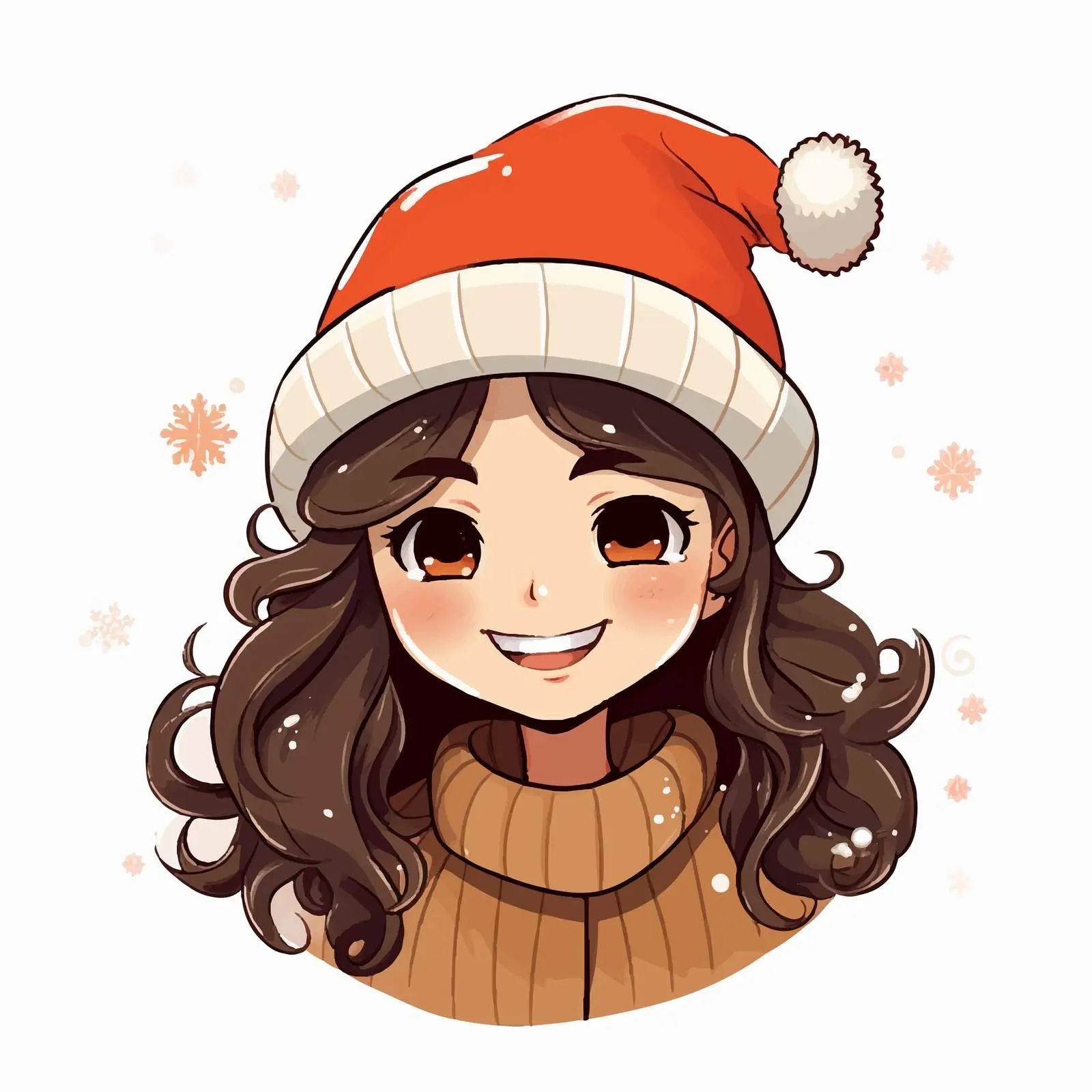 Cute Girl in Christmas Hat Laughing Vector — free download from Dotvec