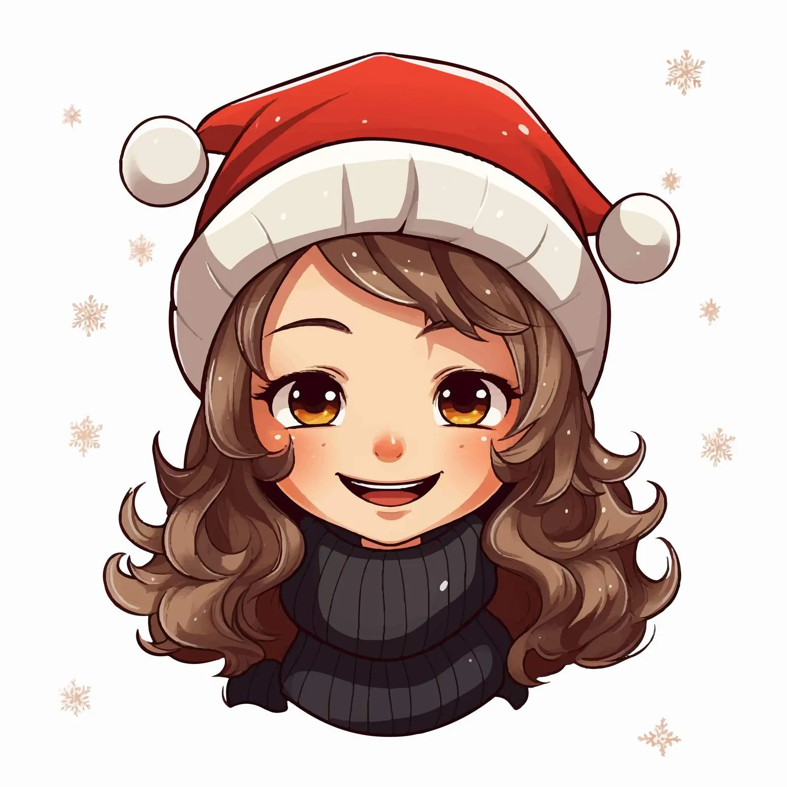 Cute Christmas Girl in a Hat Laughing — free download from Dotvec