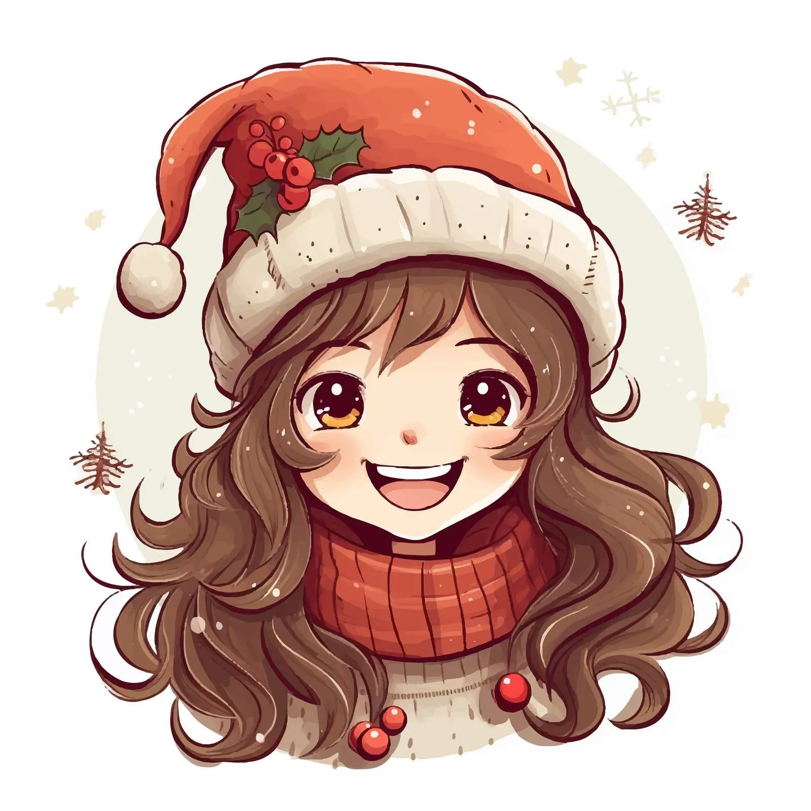 Cute Girl in Christmas Hat Laughing Vector Design – free laughing image from Dotvec
