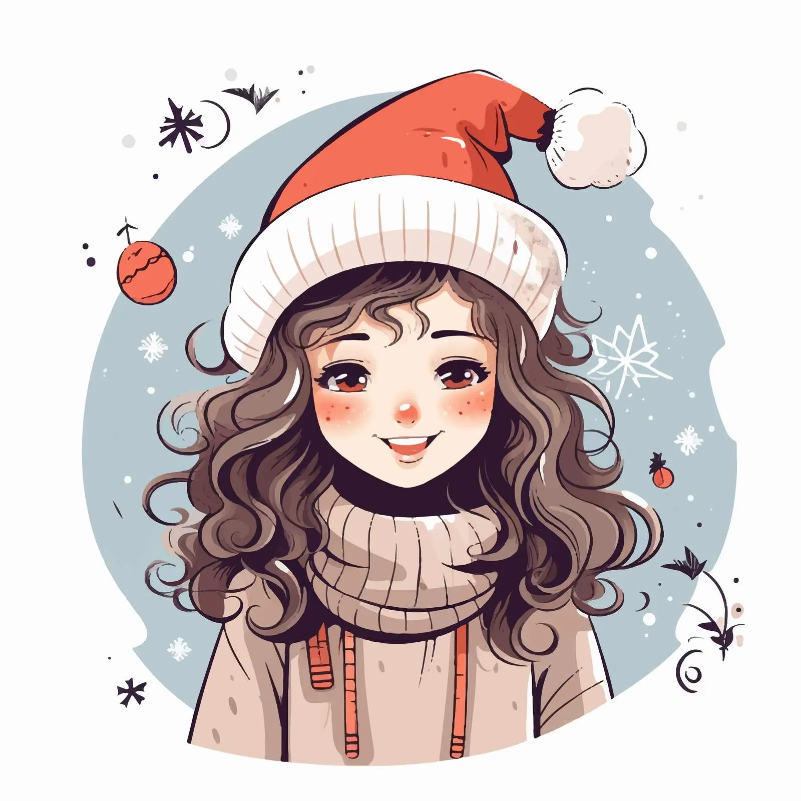 Cute Girl in Christmas Hat Laughing – free laughing image from Dotvec