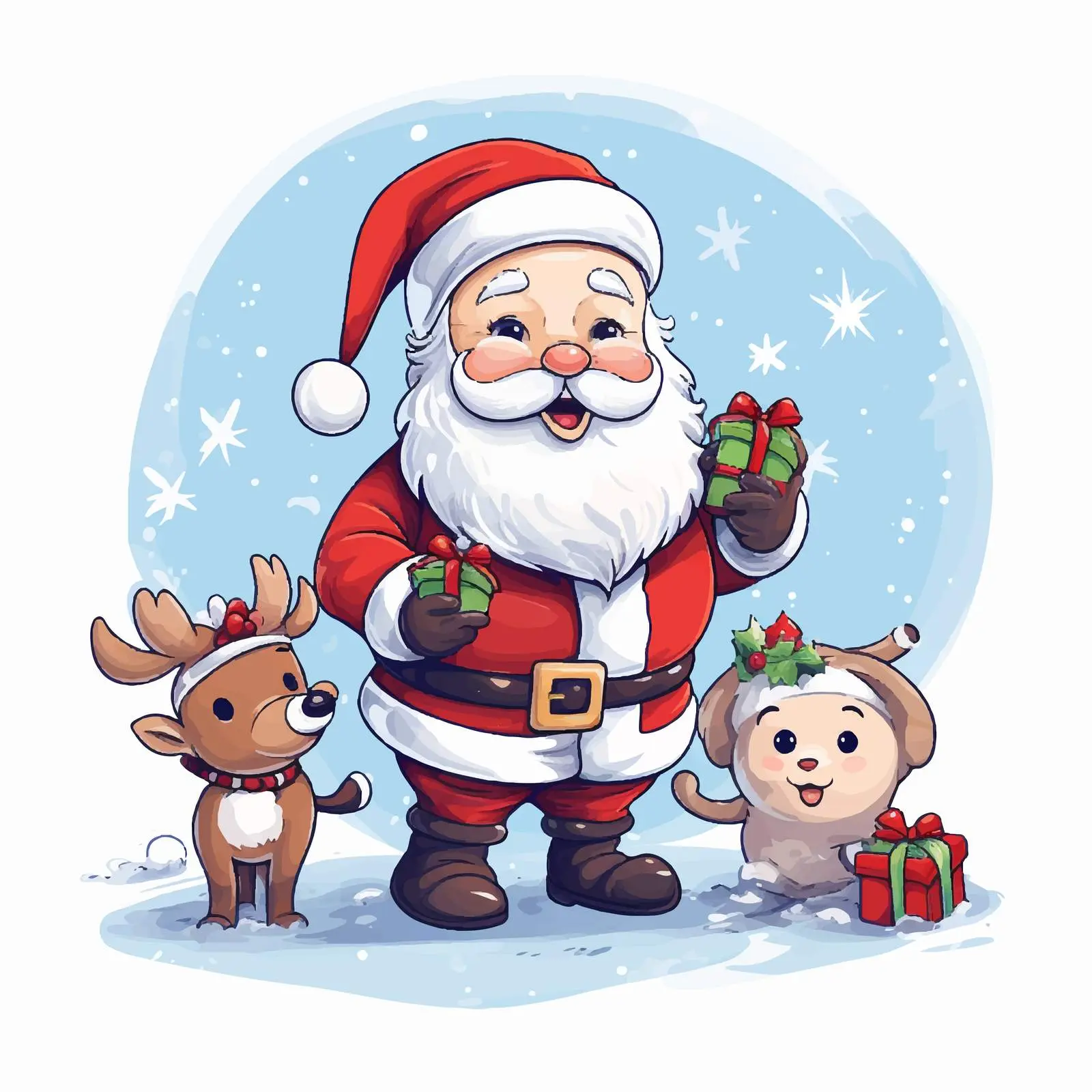 Merry Christmas Font with Santa and Reindeer — free download from Dotvec