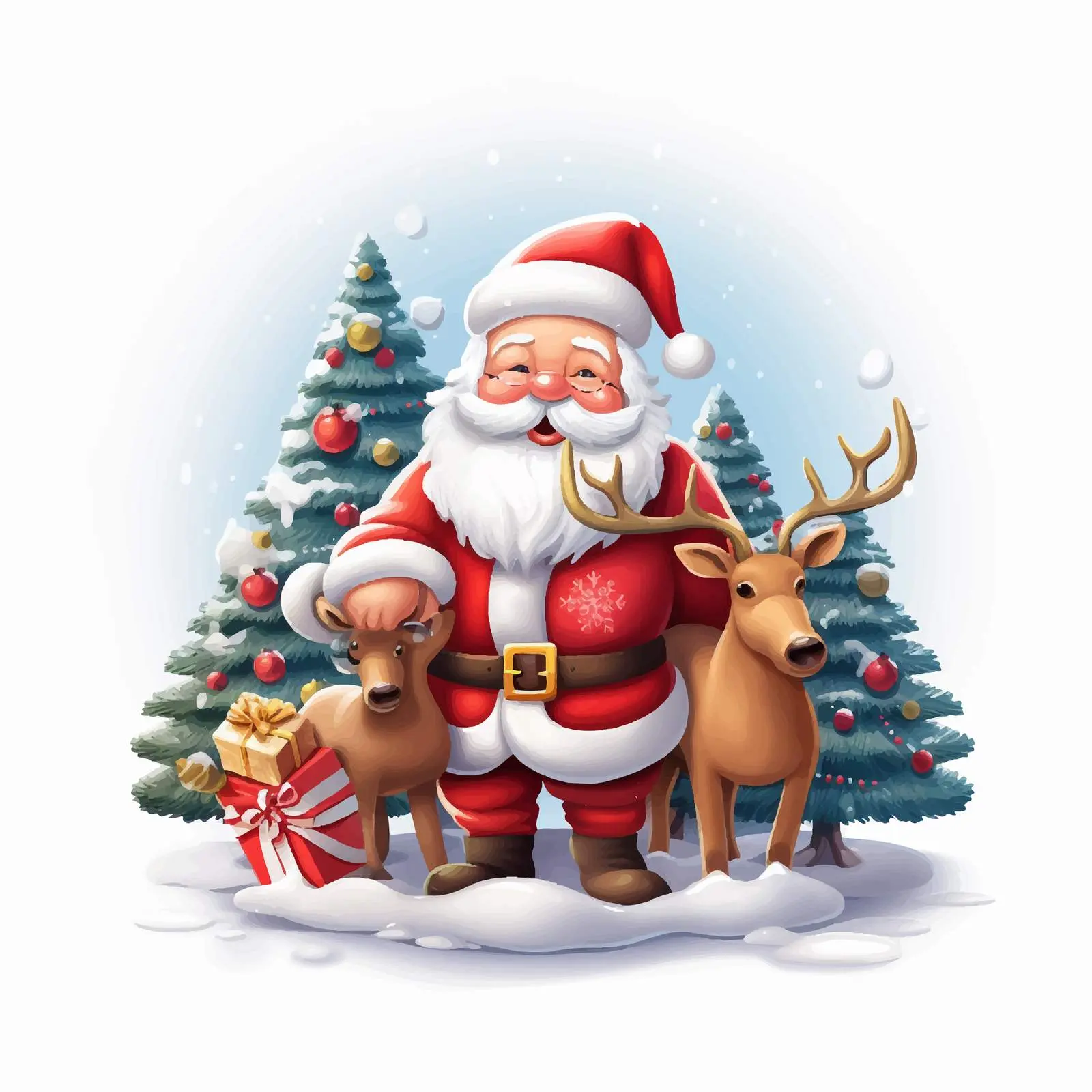 Merry Christmas Font with Santa Claus and Reindeer — free download from Dotvec
