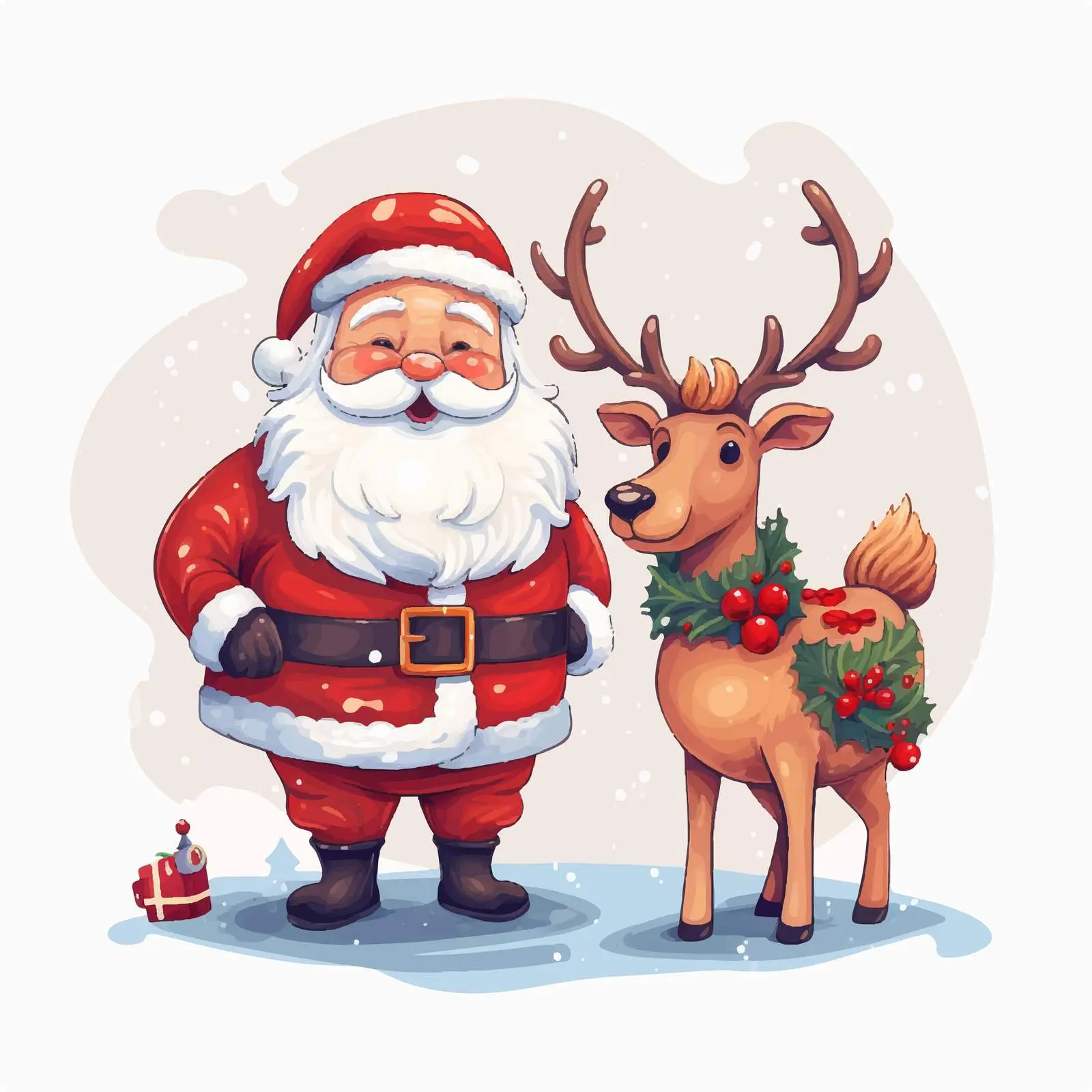 Merry Christmas Font with Santa Claus and Reindeer — free download from Dotvec