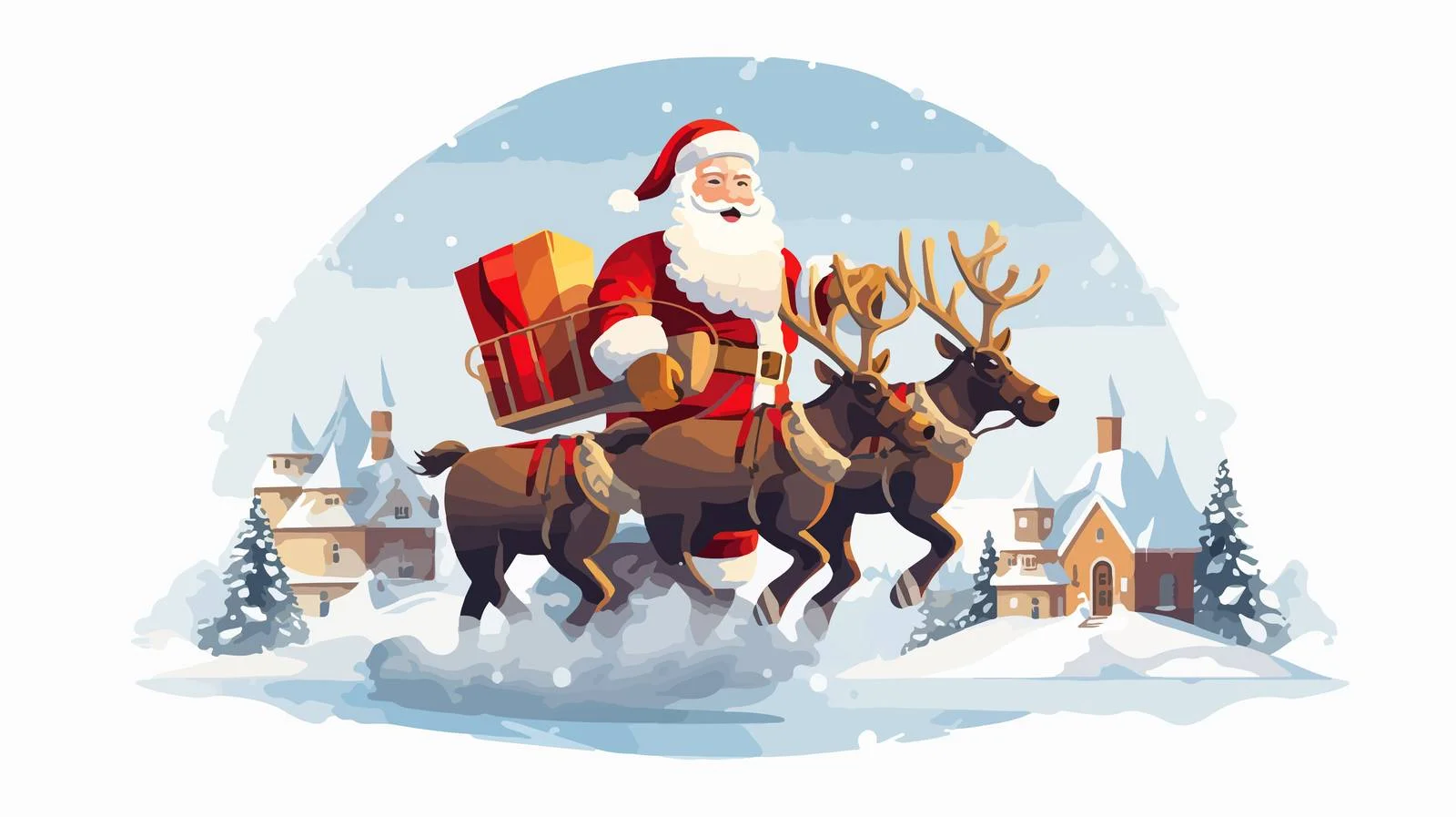 Festive Santa Characters on Reindeer Sleigh — free download from Dotvec