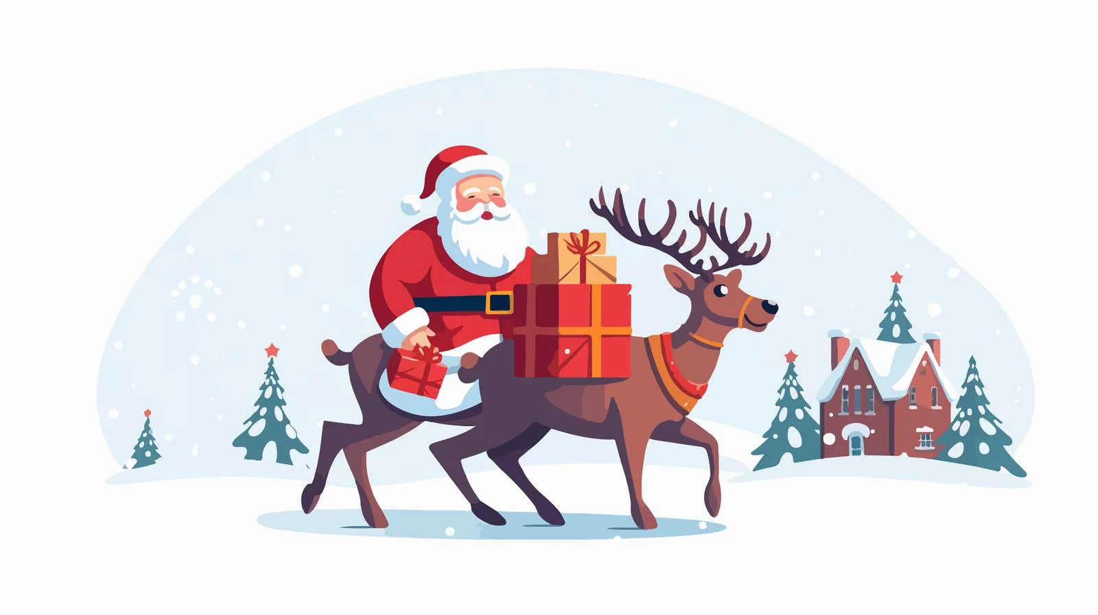 Festive Santa Claus Characters on Reindeer Sleigh — free download from Dotvec