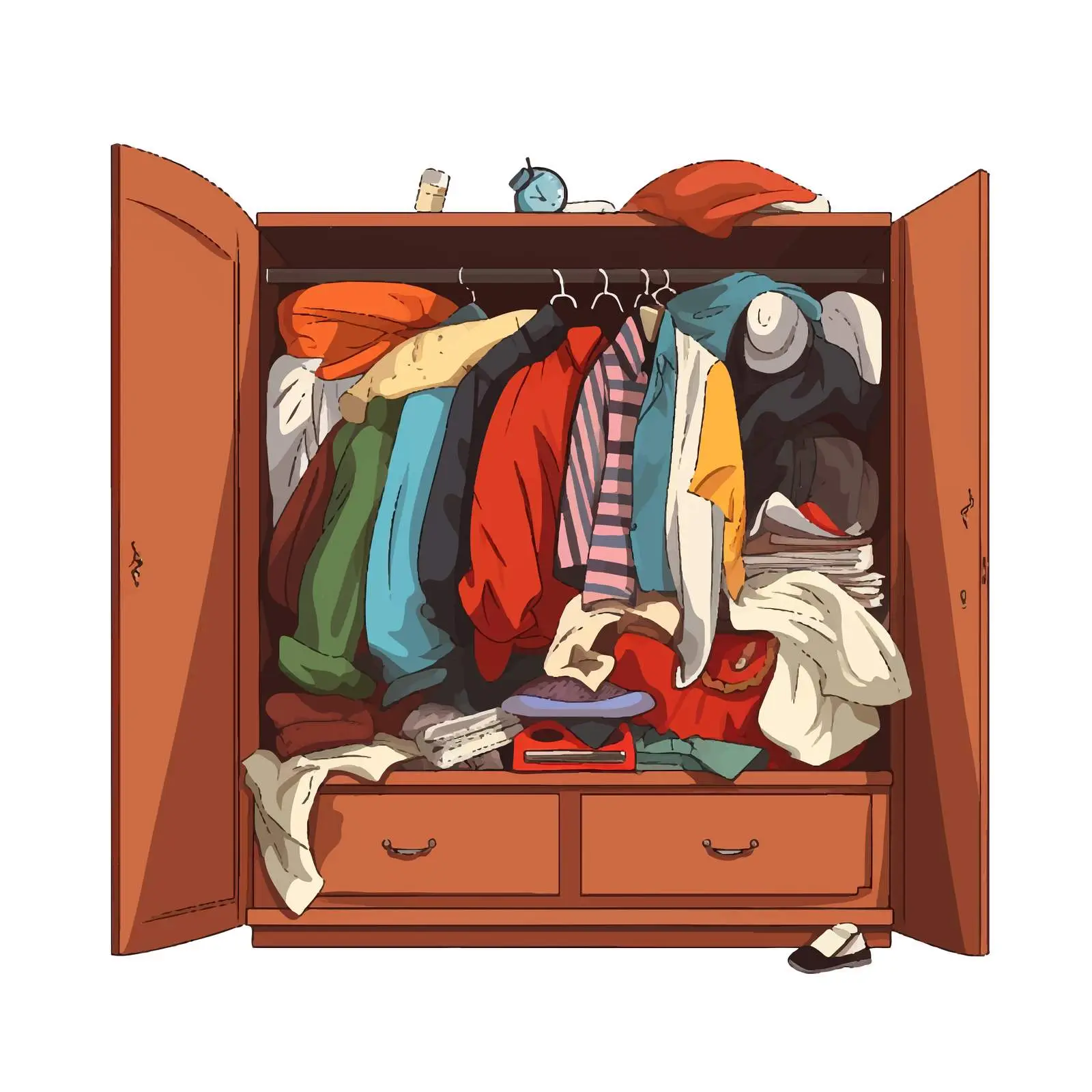 Messy Wardrobe with Cluttered Closet Interior — free download from Dotvec