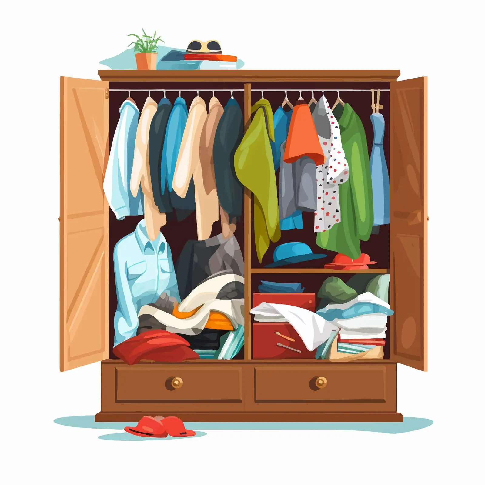 Cluttered Wardrobe with Messy Inside – free closet design image from Dotvec