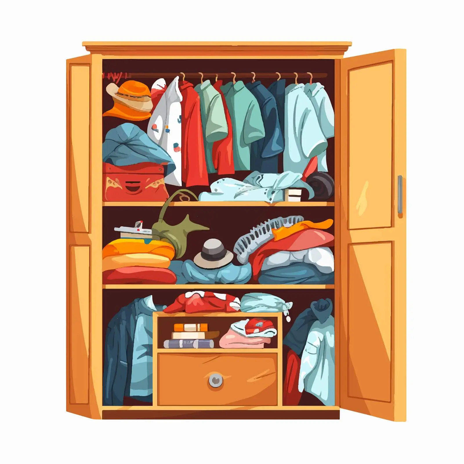 Messy Wardrobe Closet with Clutter and Disorder — free download from Dotvec
