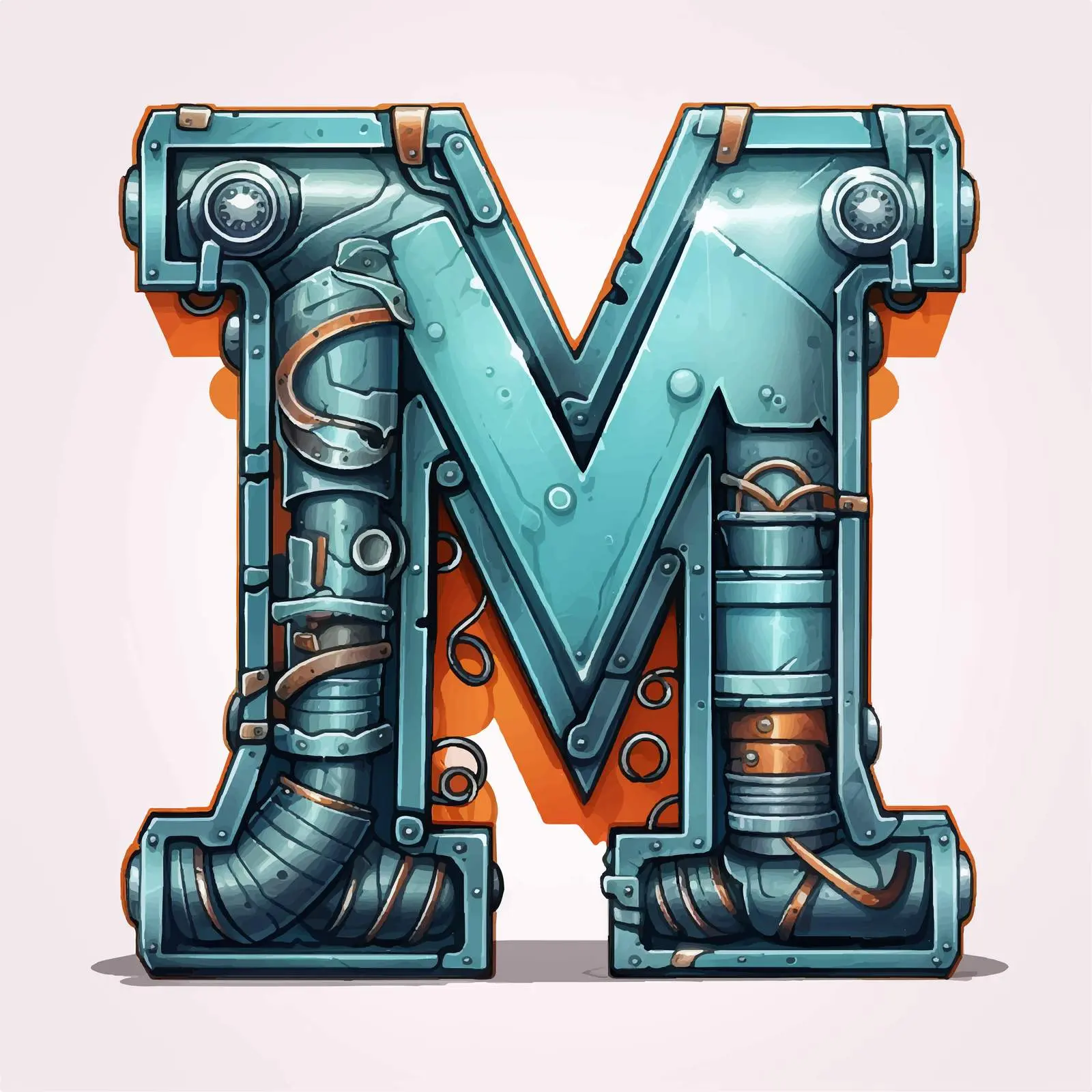 Cartoon Metal Industrial Letter M Vector Illustration – free 3d effect image from Dotvec