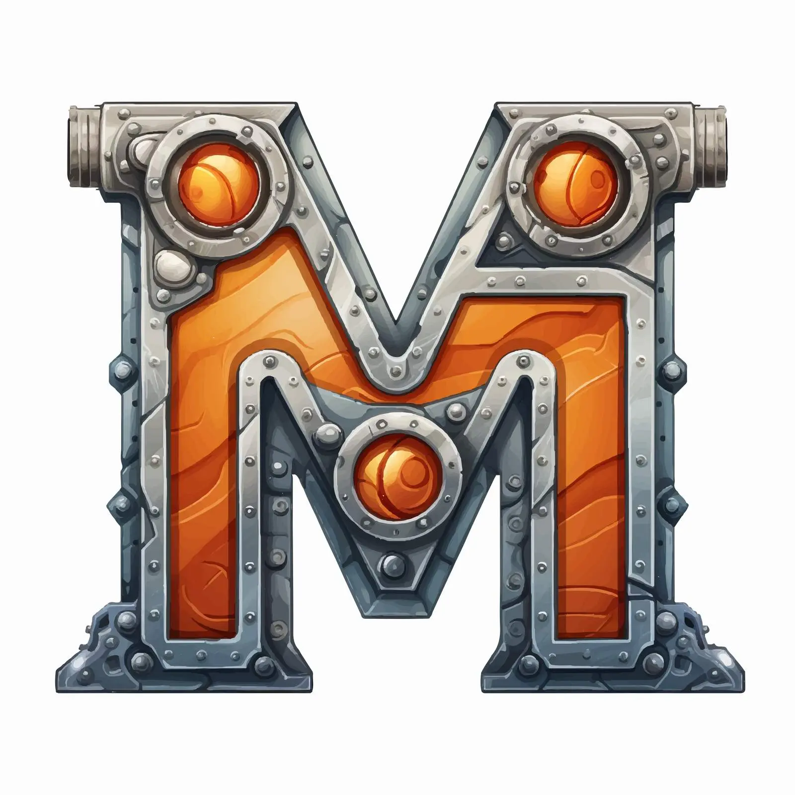 Cartoon Metal Industrial Letter M Vector Illustration – free artistic typography image from Dotvec