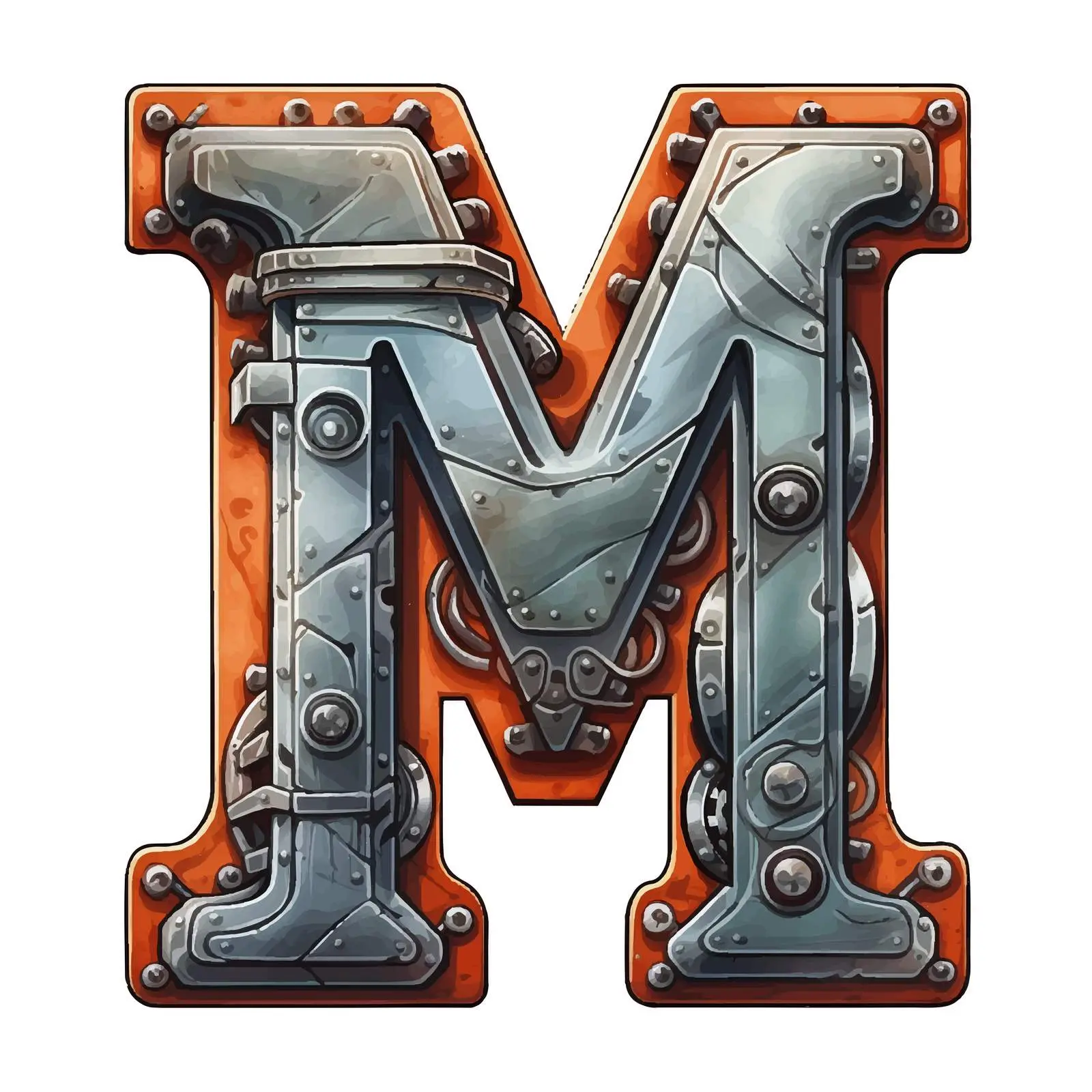 Isolated Metal Letter M Cartoon Illustration – free artistic typography image from Dotvec