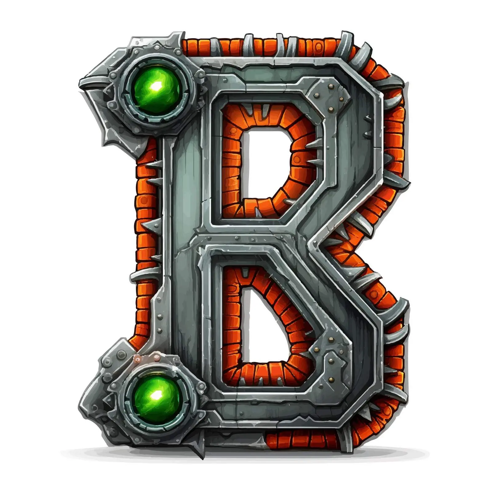 Industrial Metal Letter R Cartoon Vector Illustration — free download from Dotvec