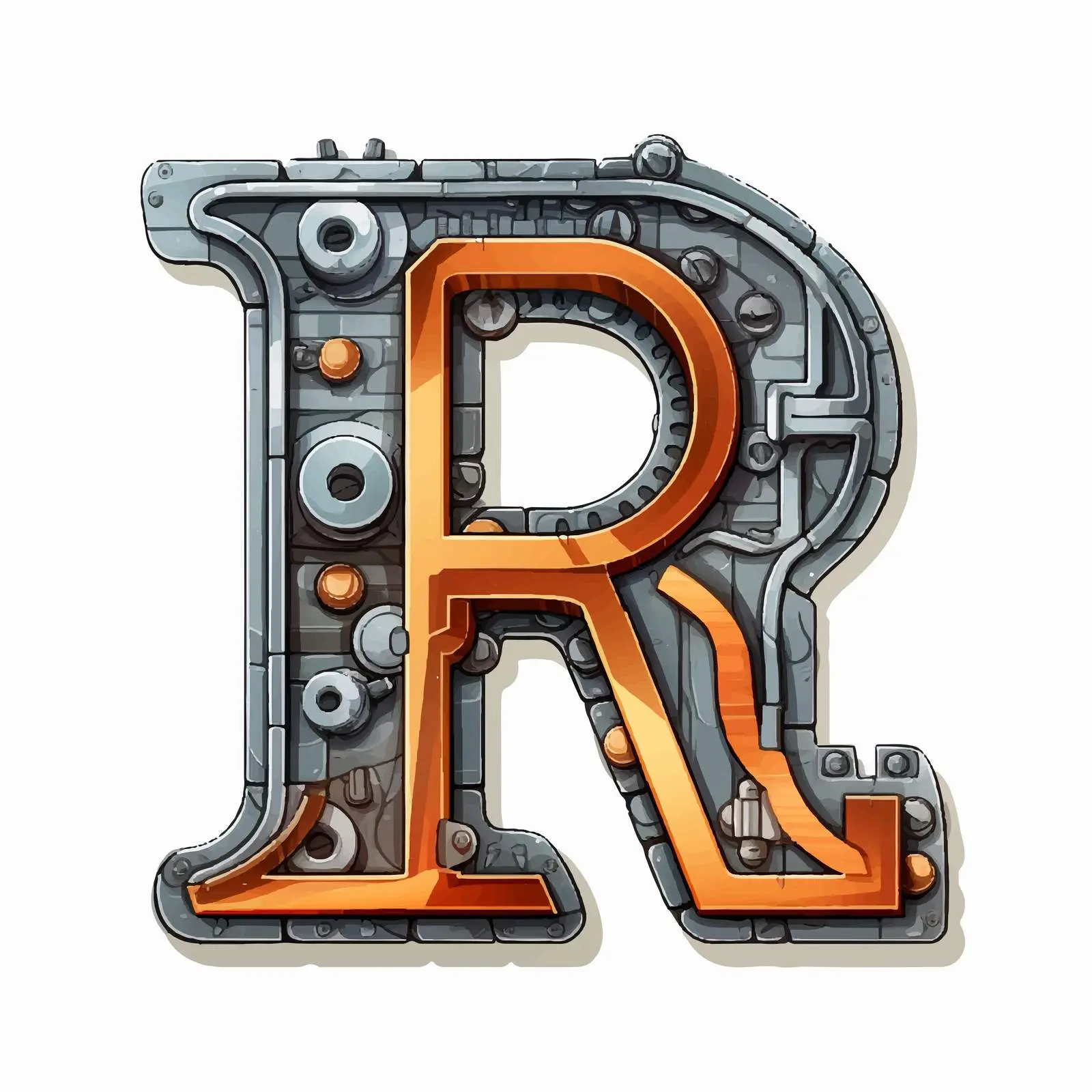 Isolated Cartoon Metal Letter R Vector Illustration – free 3d effect image from Dotvec