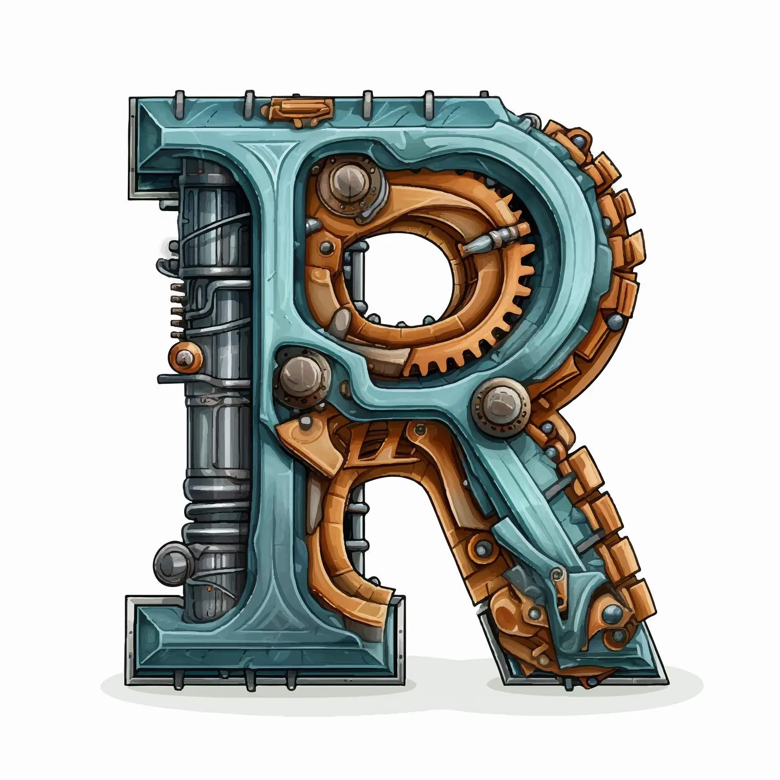Metal Industrial Letter R Cartoon Vector Illustration – free 3d effect image from Dotvec