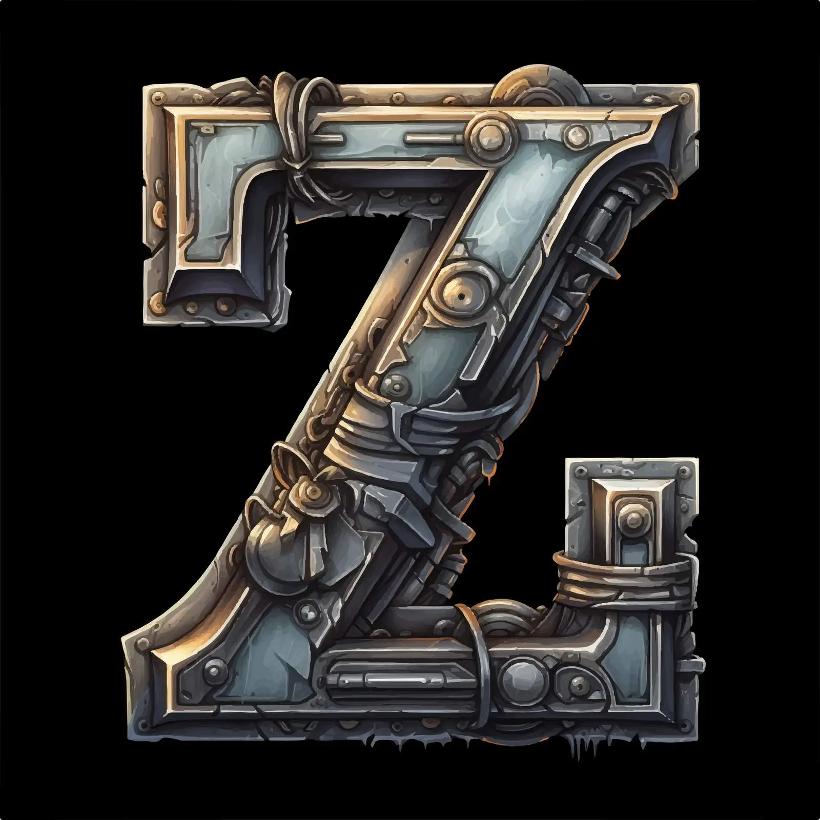 Cartoon Metal Letter Z Industrial Vector Illustration – free 3d effect image from Dotvec