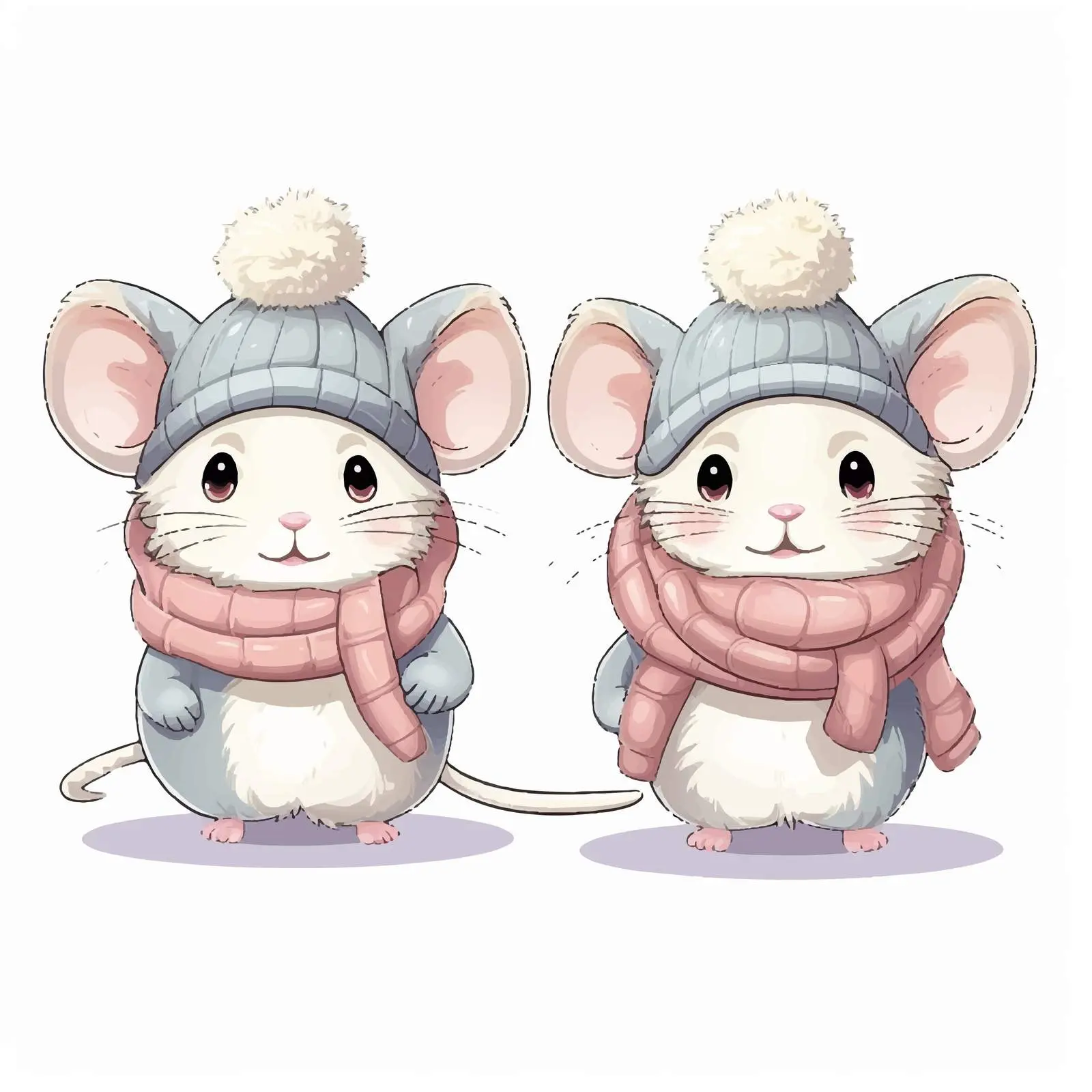 Top View Cartoon Mice in Winter Scene — free download from Dotvec