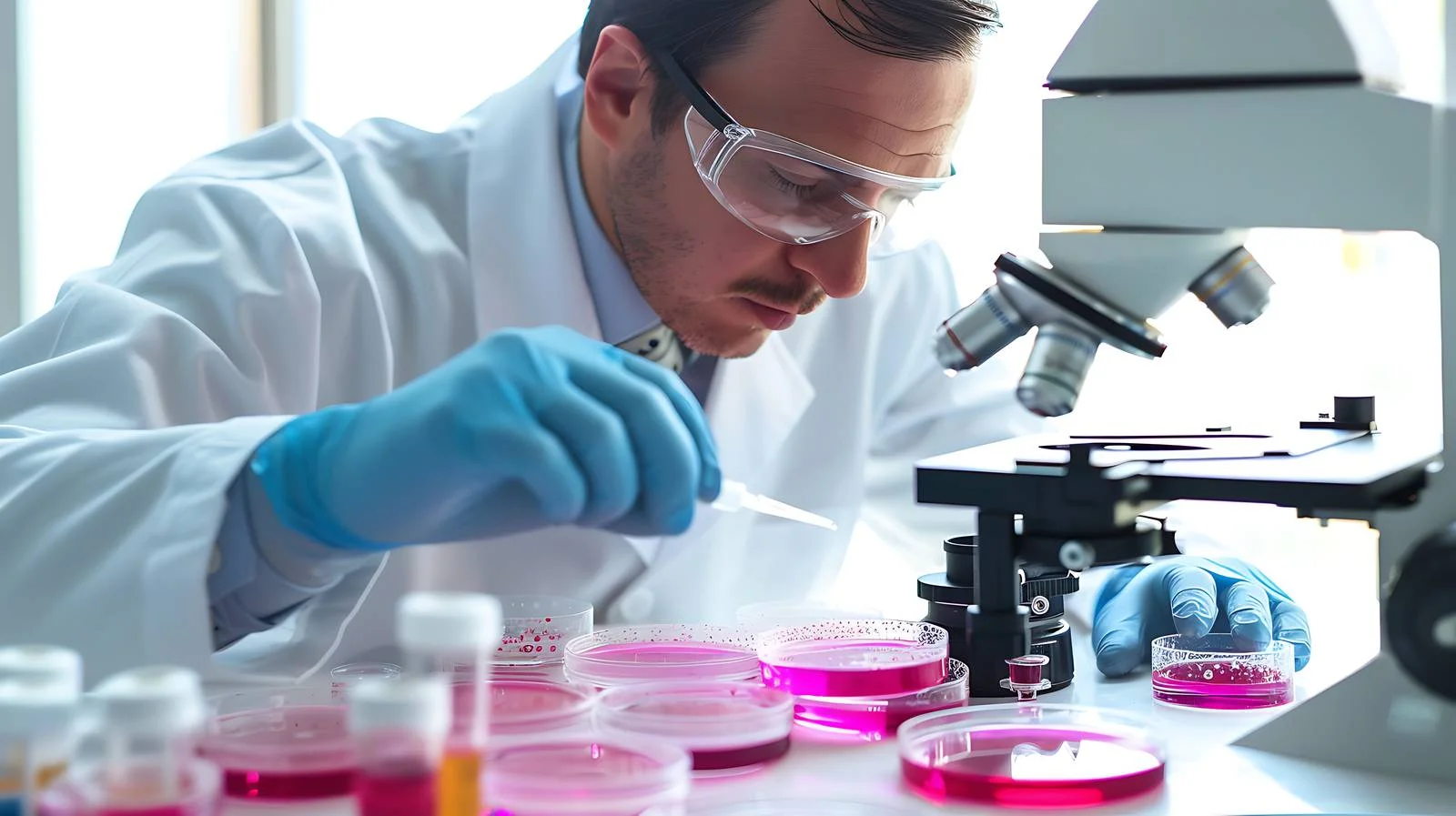 Microbiology Scientist Observing Growing Cultures — free download from Dotvec