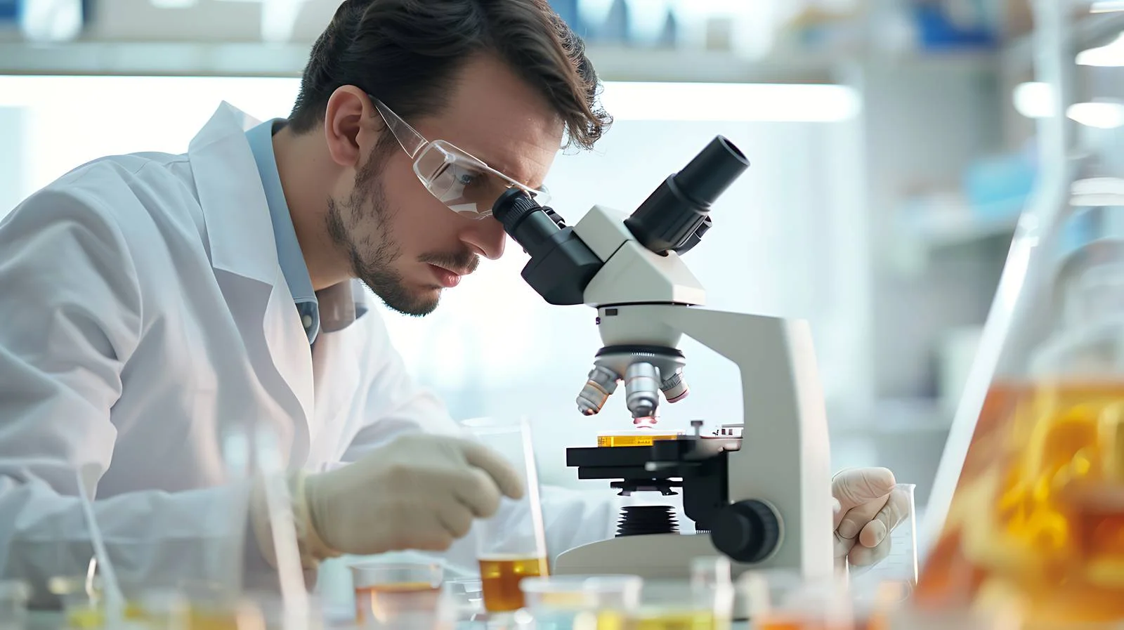 Microbiology Scientist Analyzing Growing Cultures — free download from Dotvec