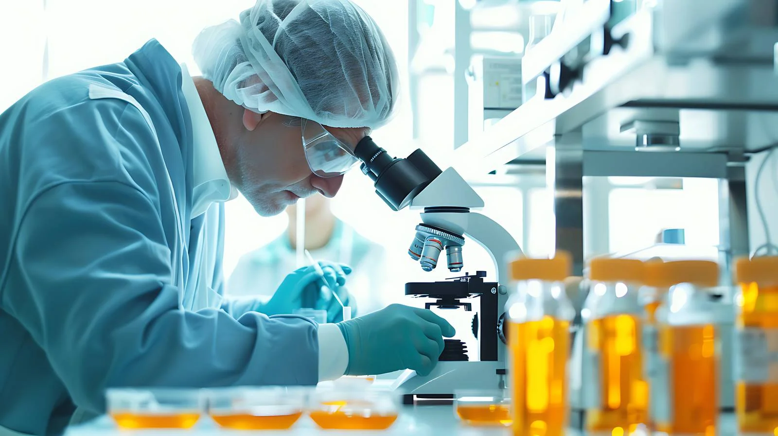 Microbiology Scientist Viewing Growing Cultures — free download from Dotvec