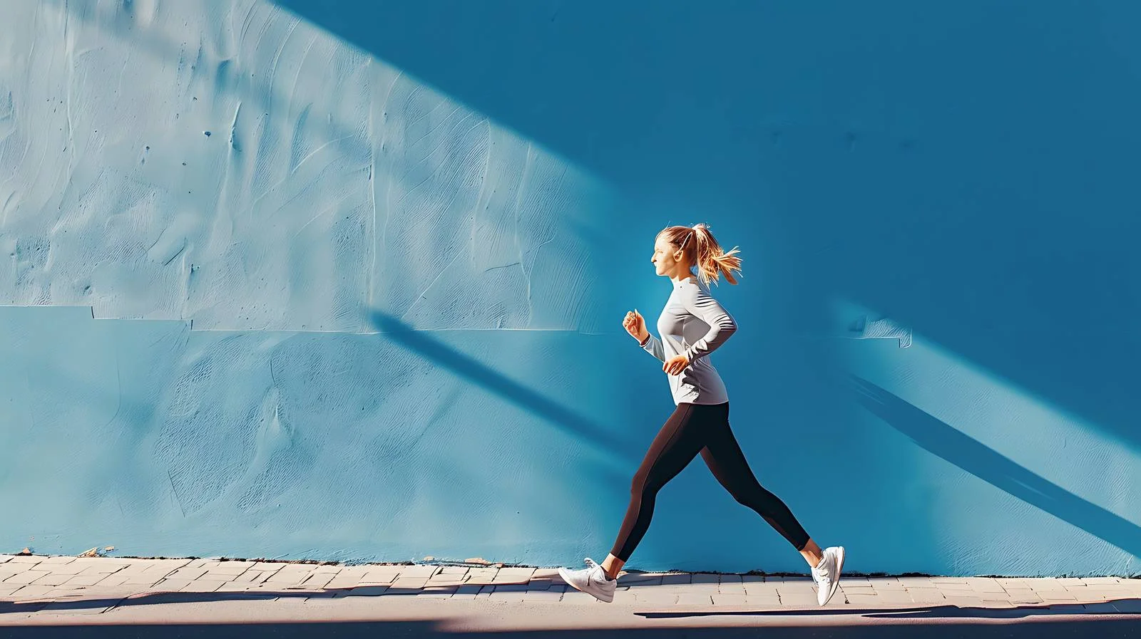 Active Woman Jogging Blue Sky Scene — free download from Dotvec