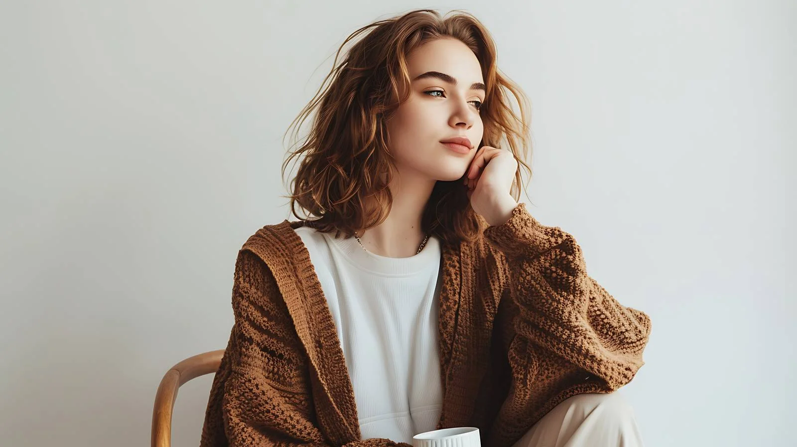 Focused Woman with Coffee Cup Portrait — free download from Dotvec