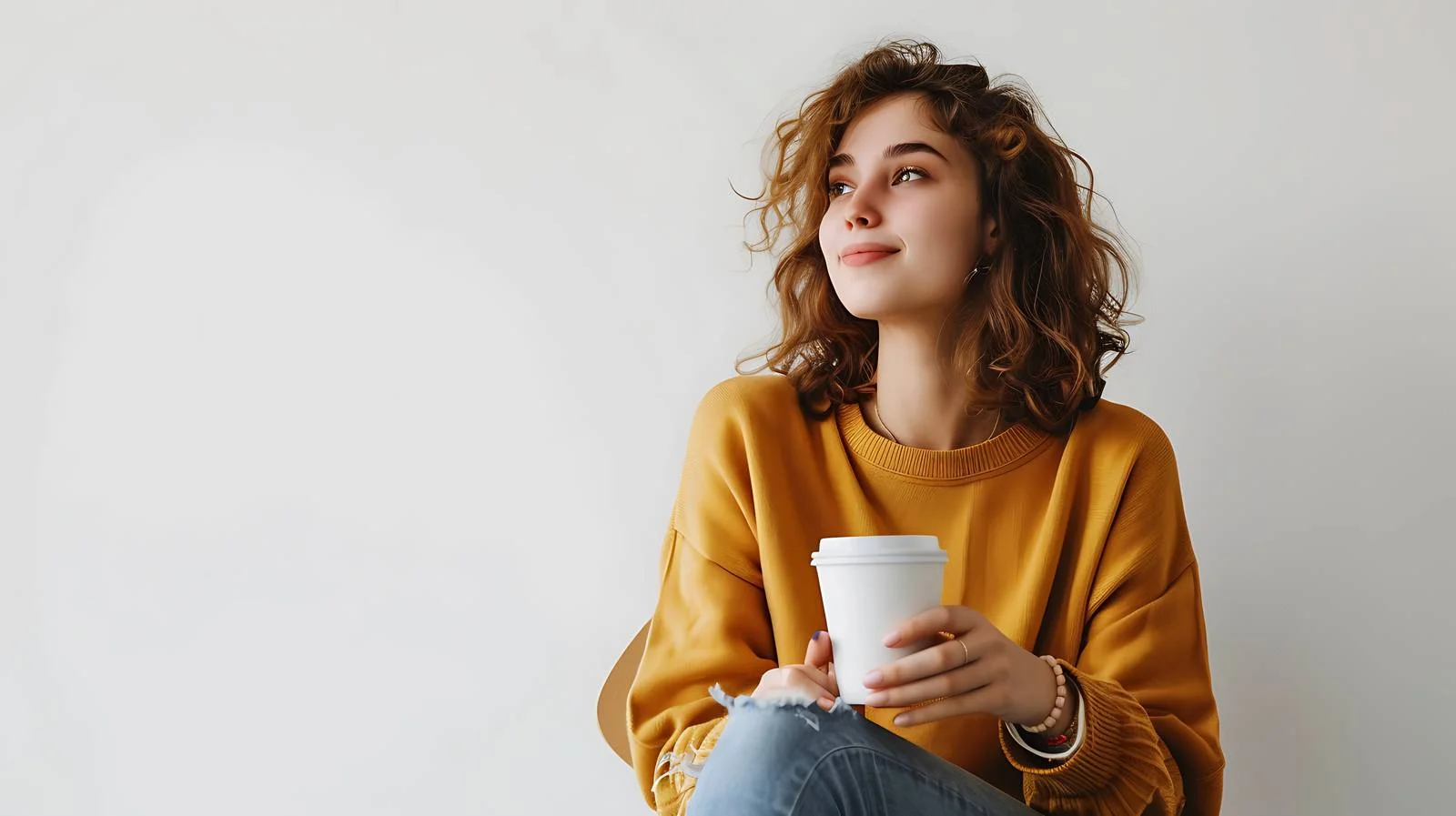 Serene Woman with Coffee Cup — free download from Dotvec