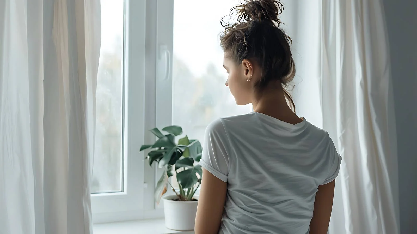 Contemplating Woman by Window — free download from Dotvec